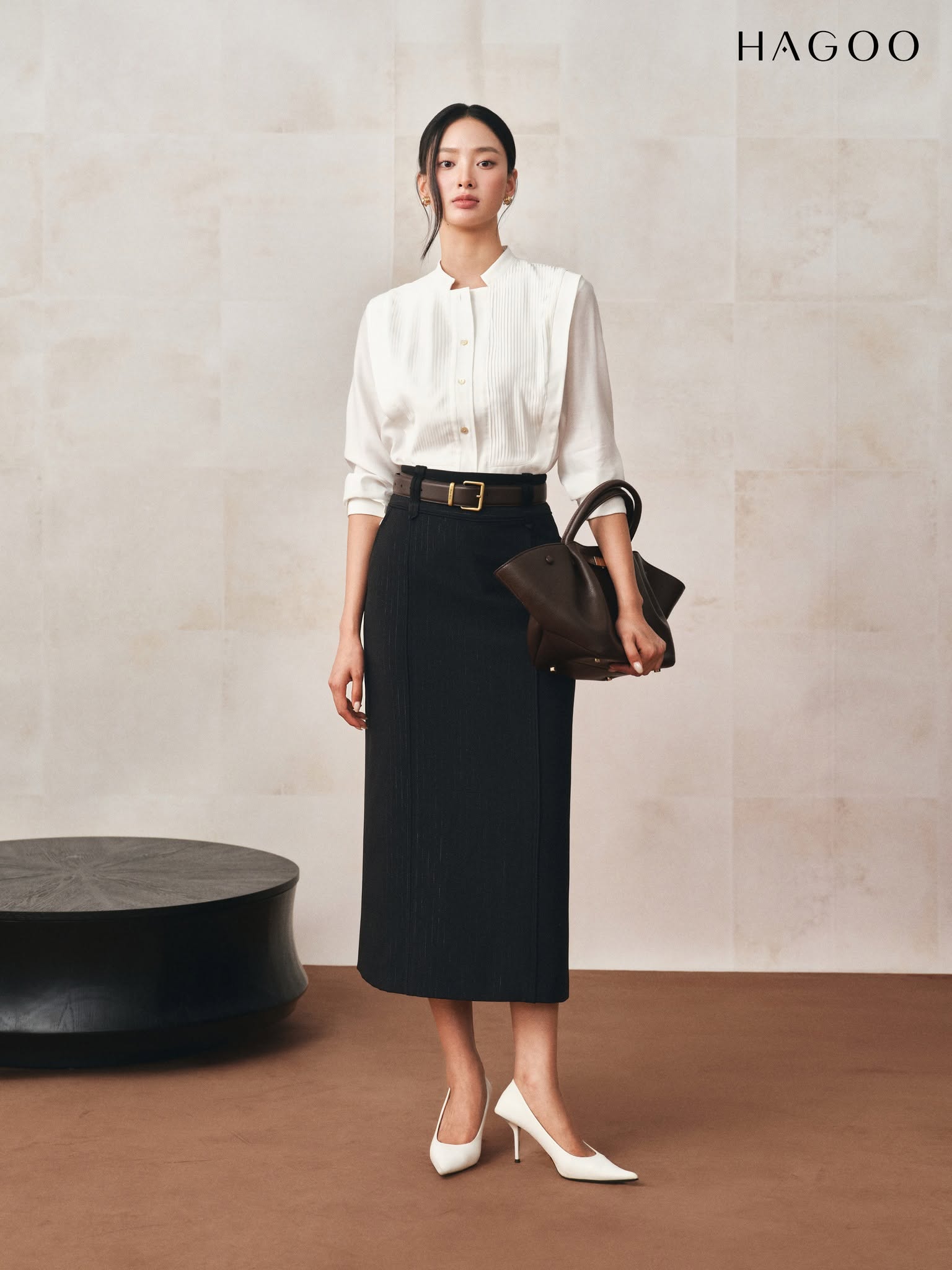 HAGOO silk flared A-line skirt