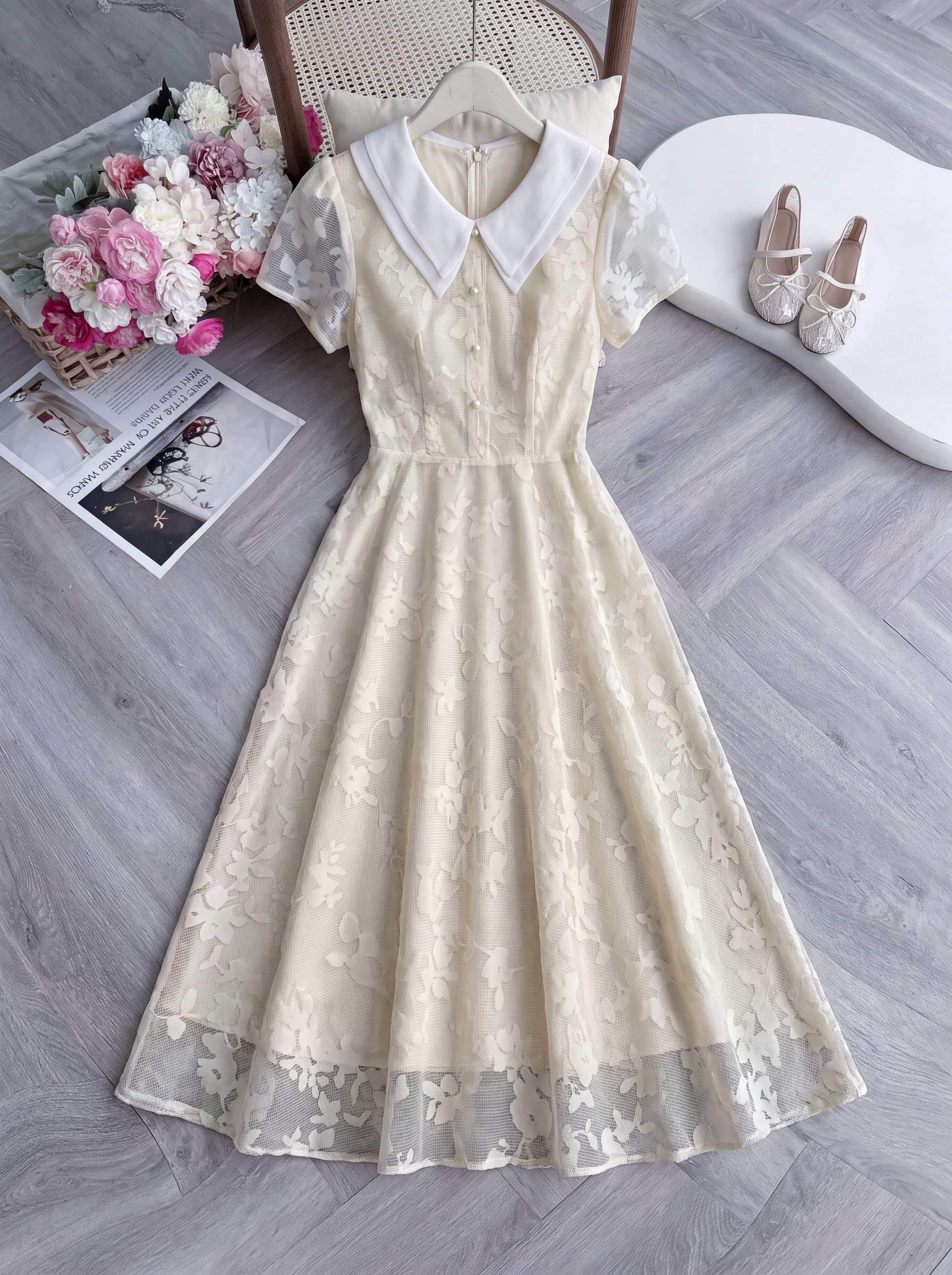 Váy ren cộc tay 2 lá cổ 606006_thumbnail_6