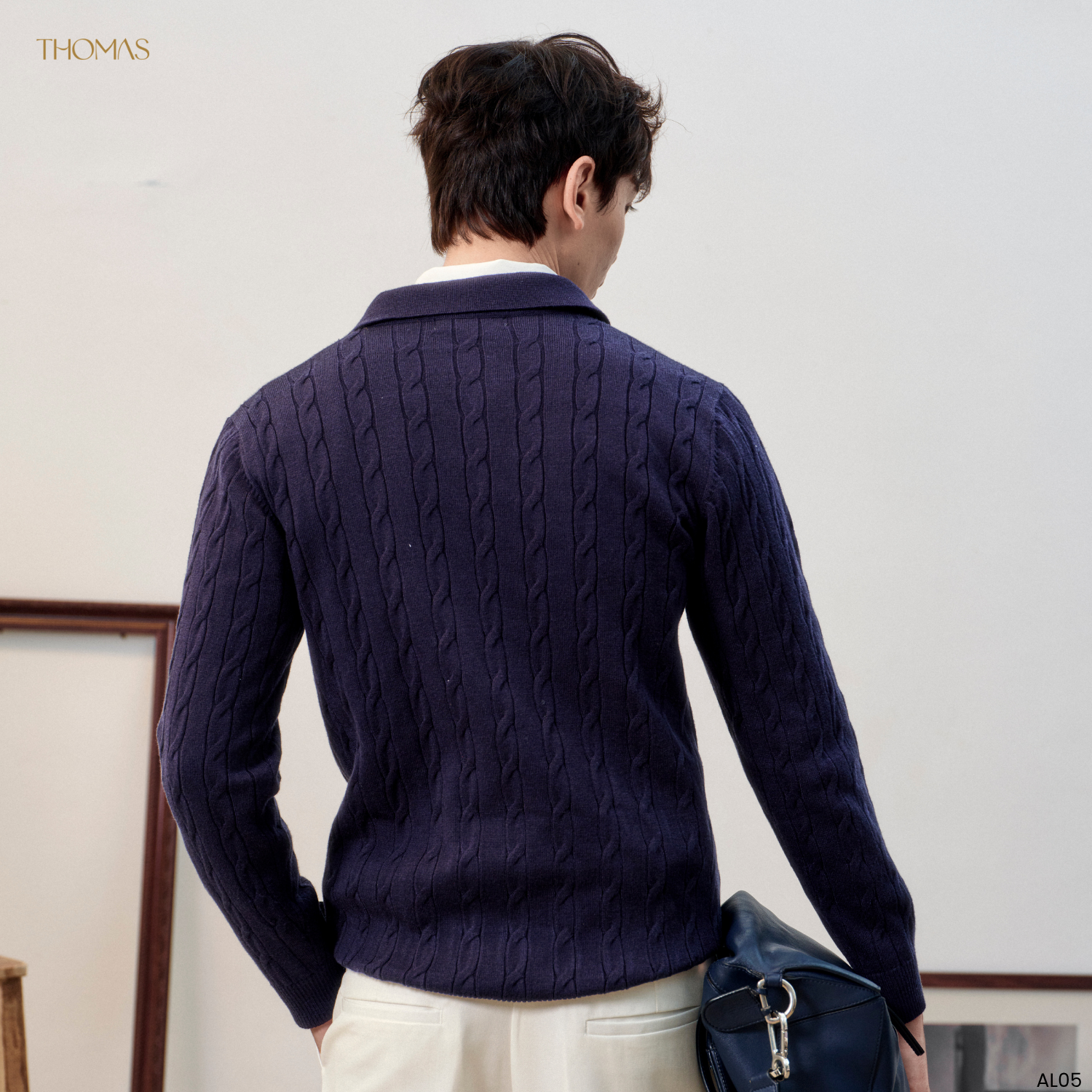Áo Polo Len Dài Tay Twisted-Wool Sợi Viscose Form Relaxed_thumbnail_9