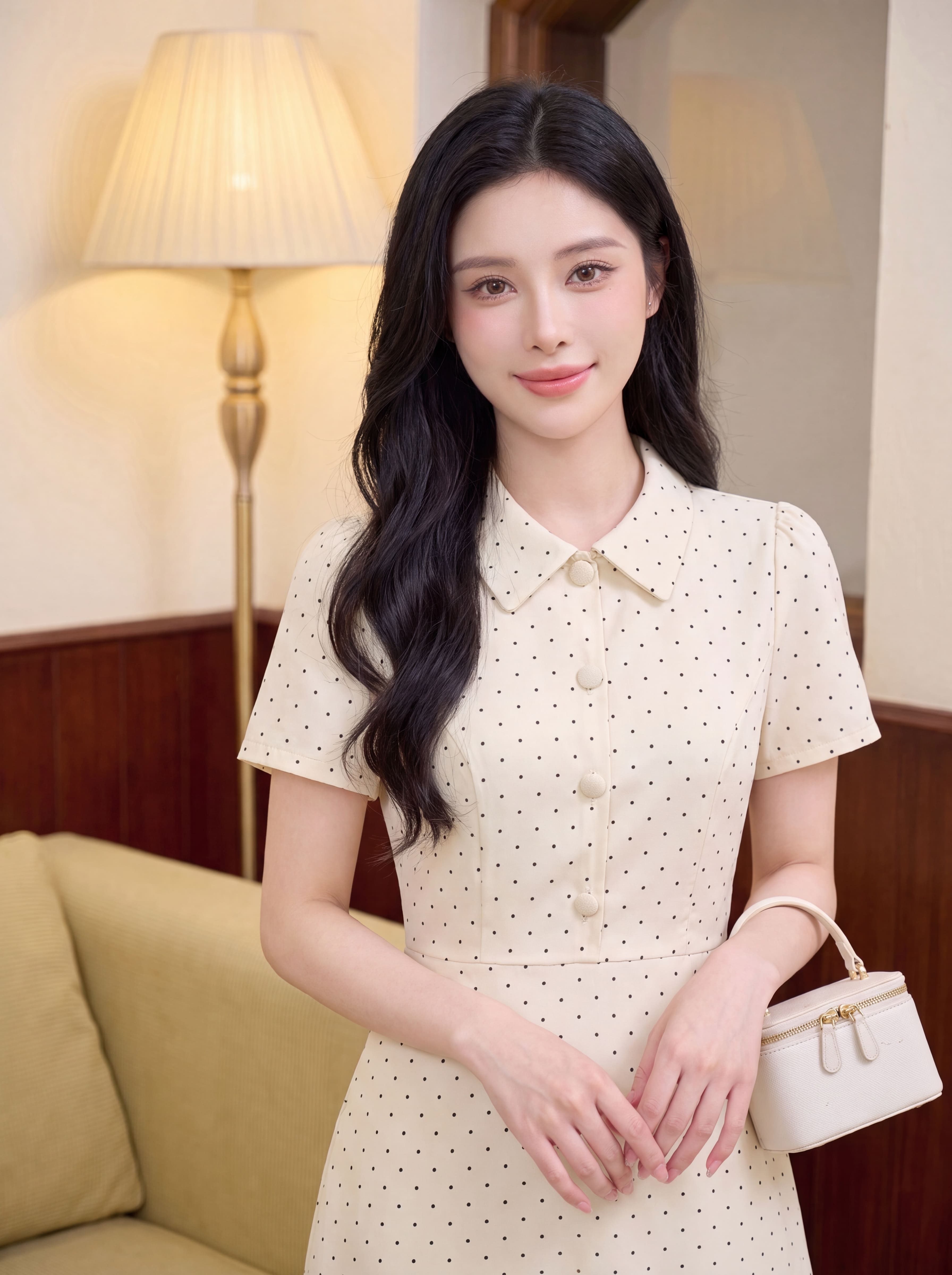 Váy cộc tay dài cúc bọc 607015_thumbnail_4