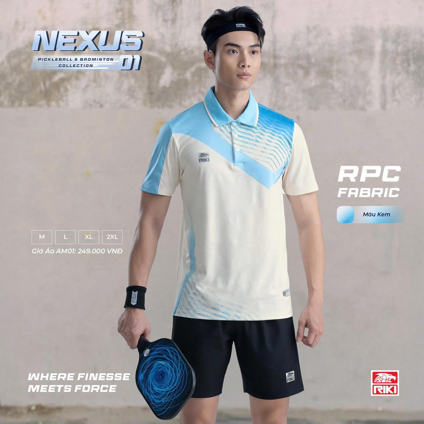 Áo Cầu Lông Pickleball Riki Nexus 01 Kem Thun Mè RPC Thoáng Khí Thể Thao Đương Đại