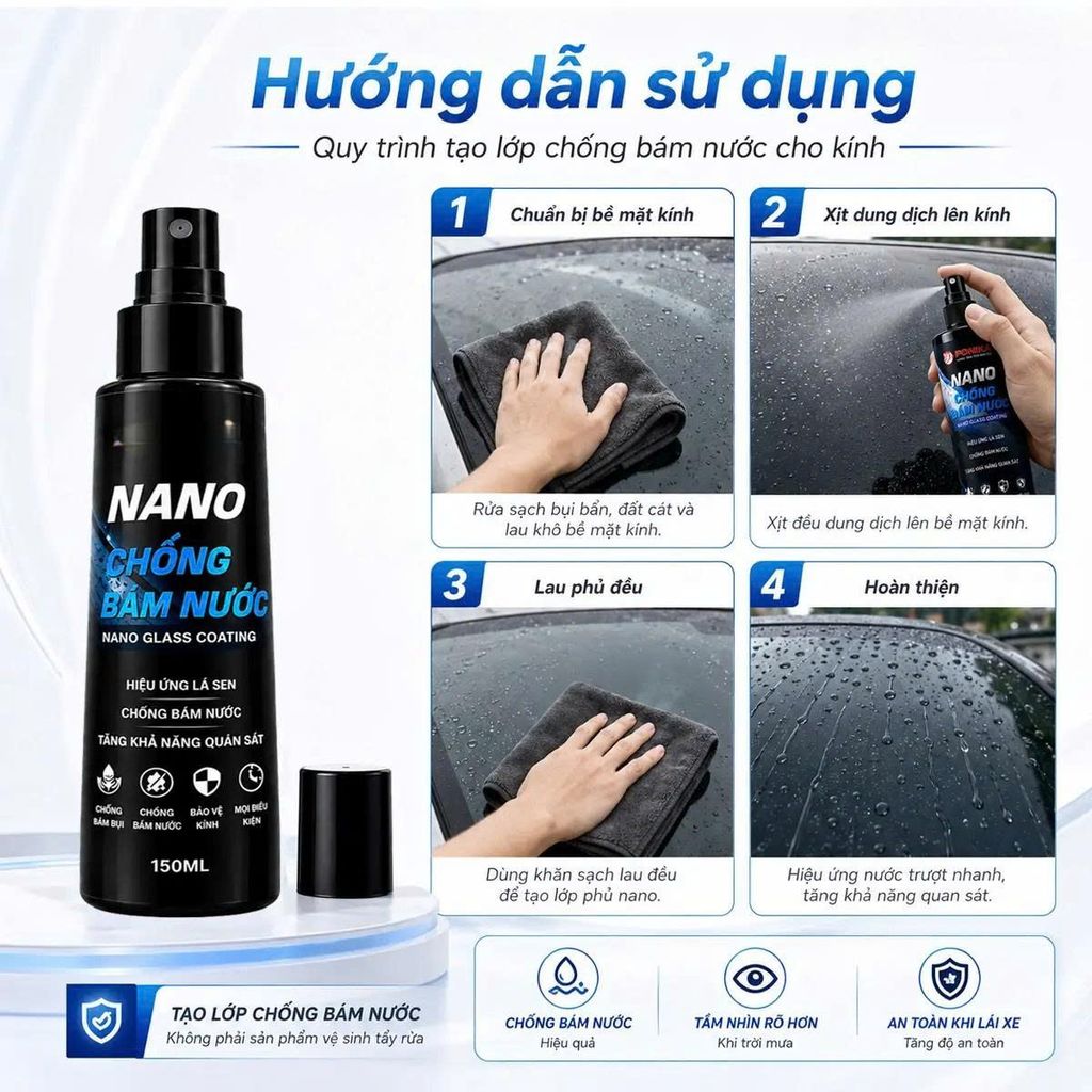 Chai Chống Bám Nước Kính Ô Tô – Phủ Nano Hạn Chế Đọng Nước 150ml_thumbnail_1