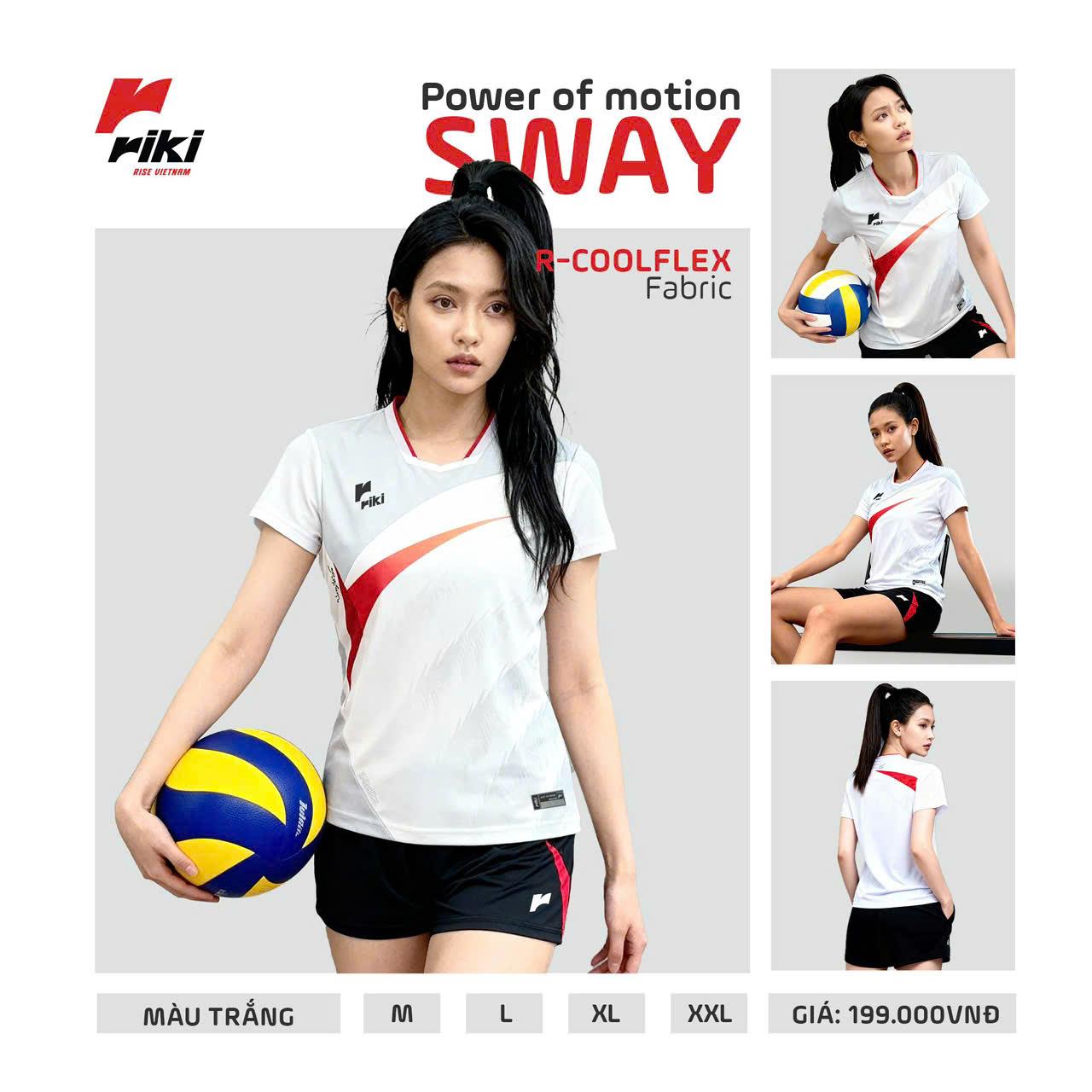 BST Quần Áo Bóng Chuyền Nam Nữ Có Túi Riki SWAY Thun Mè R-Coolflex Thể Thao Đương Đại_thumbnail_6