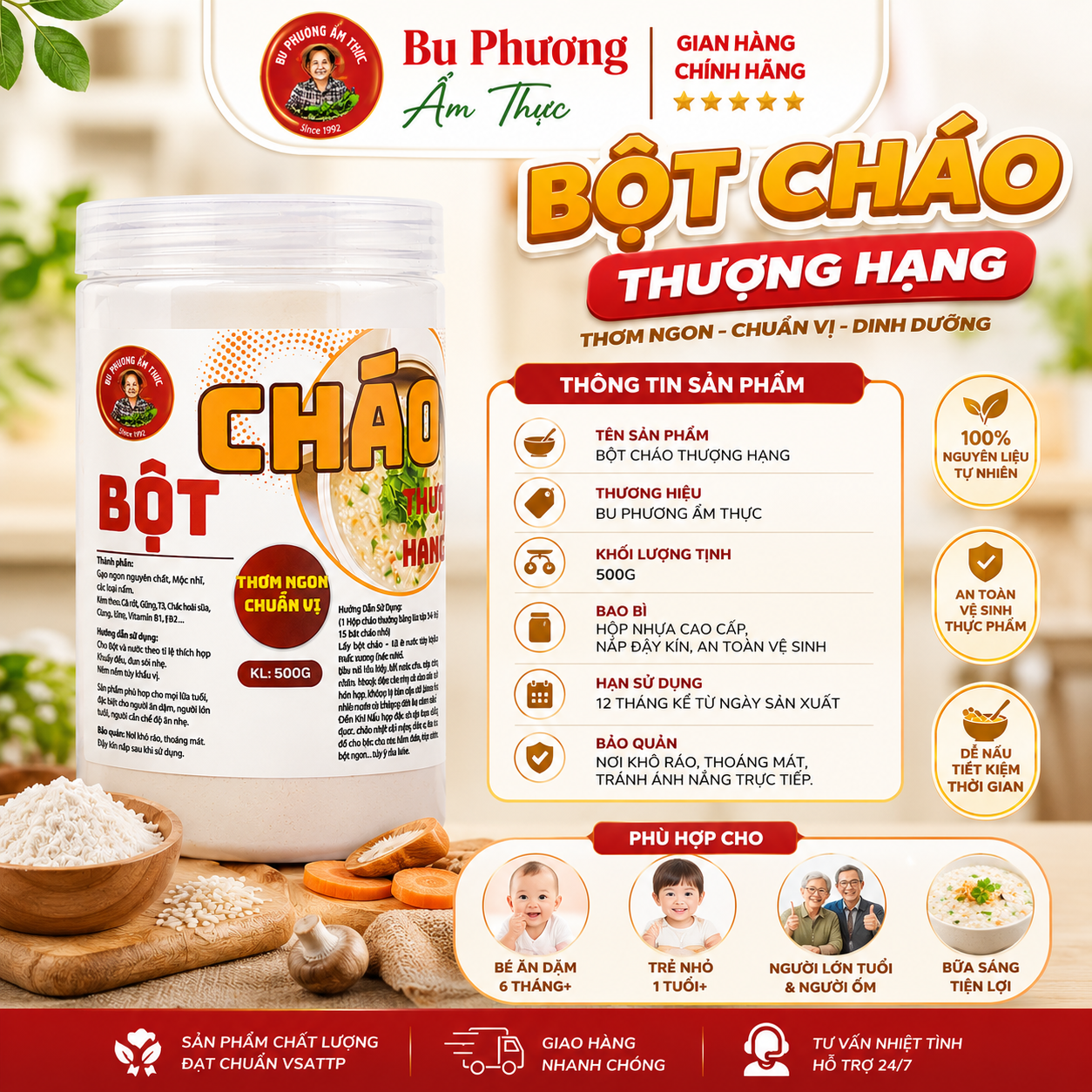 Bột Nấu Cháo Bu Phương 500G – Cháo Gà, Sườn, Hải Sản - BP45_thumbnail_6