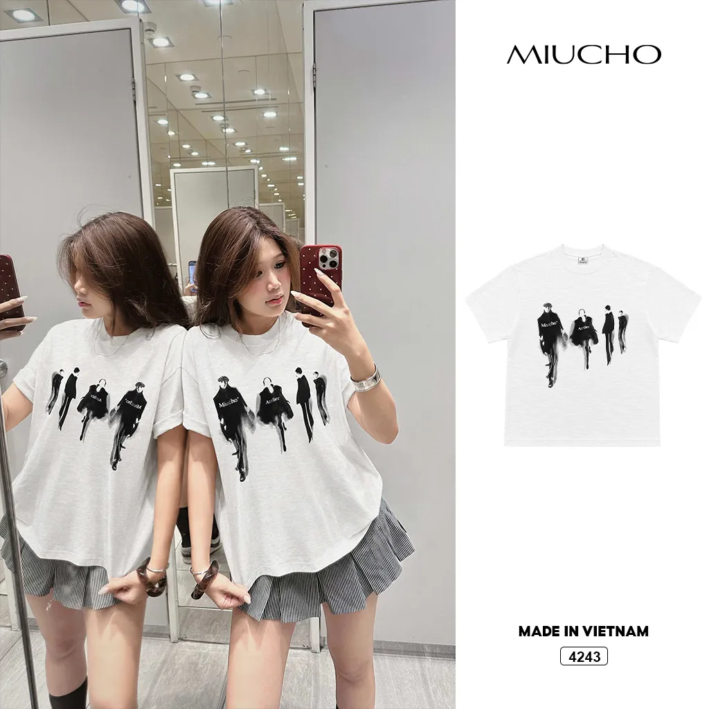 Áo thun boxy unisex chất vải xước phong cách đường phố Miucho 4243