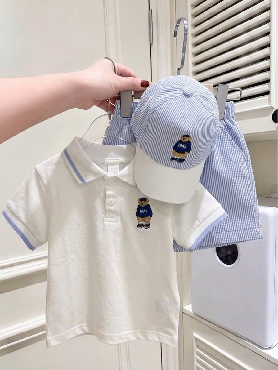 D73 BỘ POLO GẤU THÊU BÊN NGỰC 1849 KÈM MŨ- A117.1840