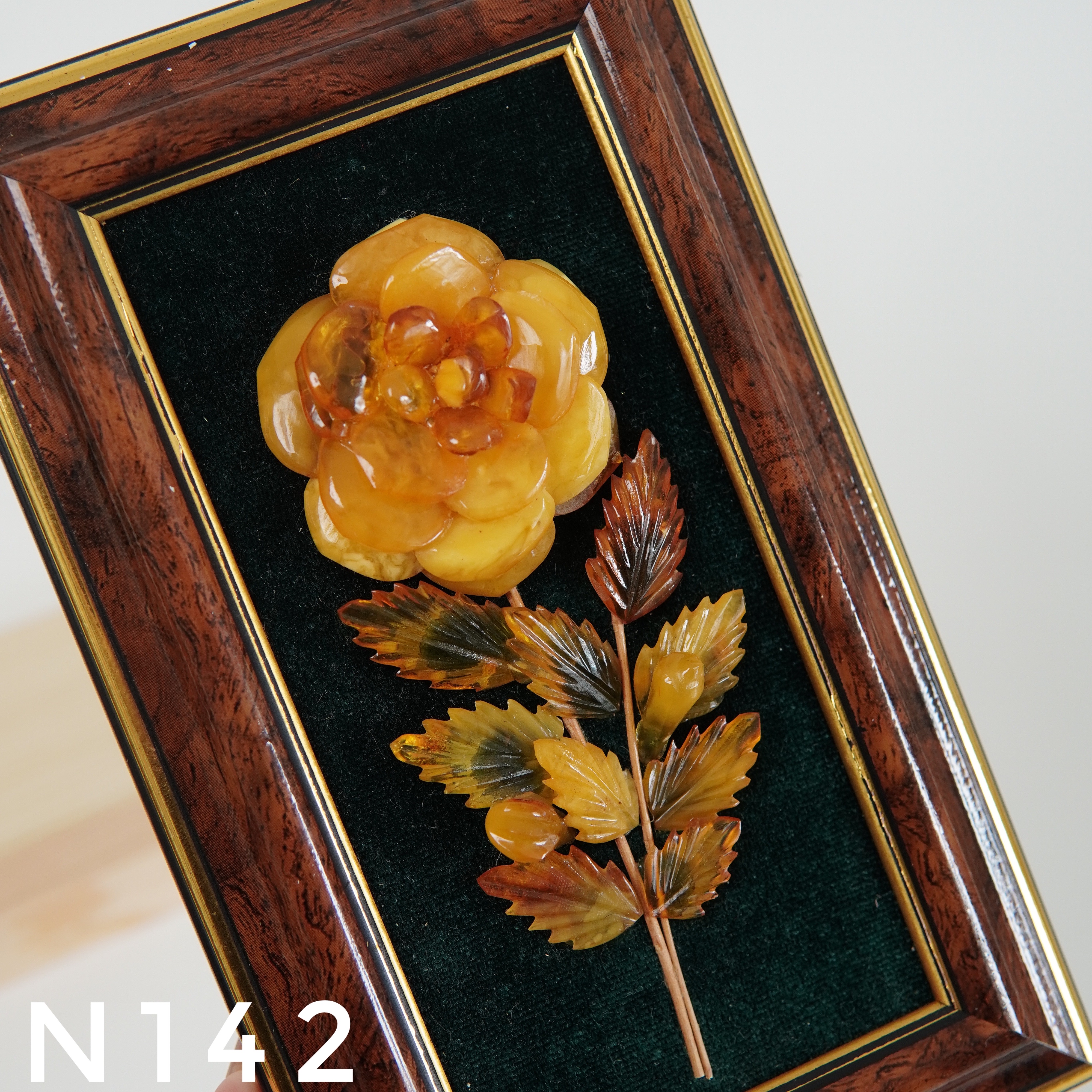 Tranh Hổ Phách Hoa Hồng – N142
