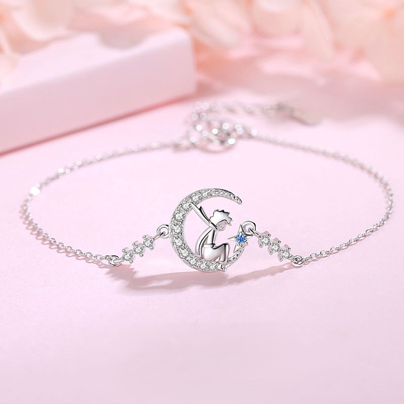 Lắc Tay Bạc S925 Đính Đá Zircon Hoàng Tử Bé Ngắm Trăng HTT041_thumbnail_5