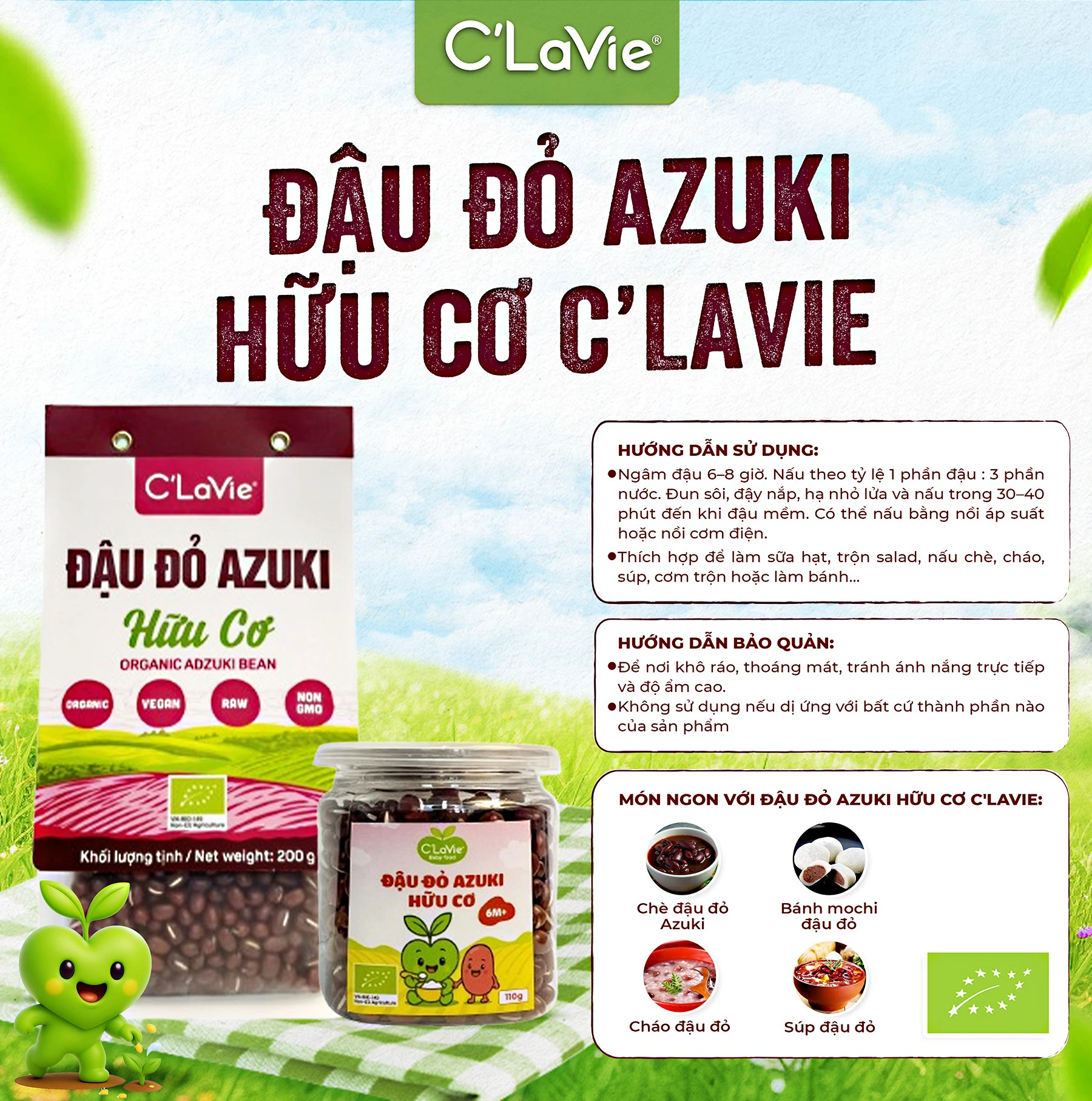 Đậu đỏ azuki hữu cơ C'LaVie 200g_thumbnail_1