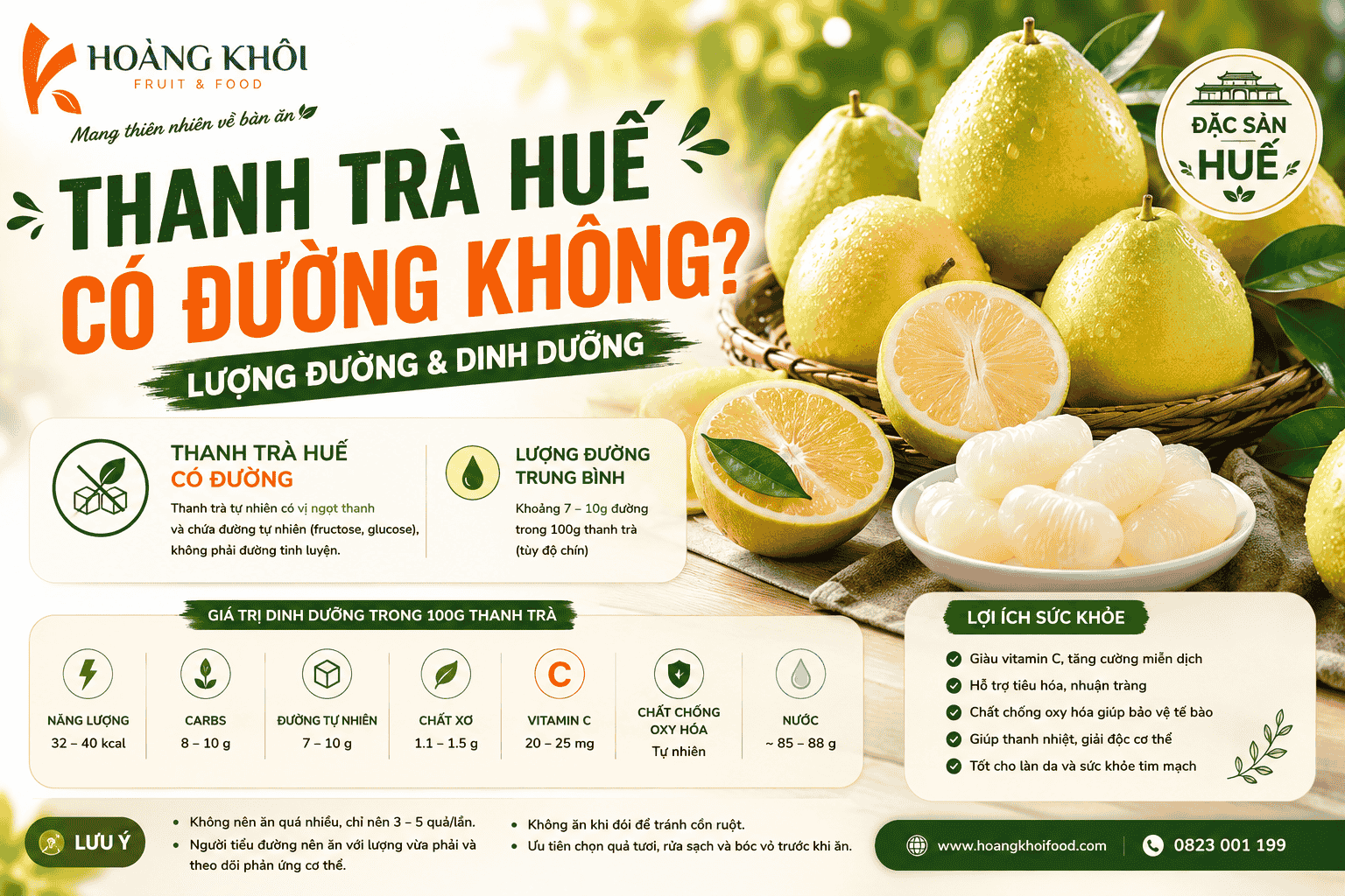 Thanh trà Huế có đường không? Lượng đường và dinh dưỡng