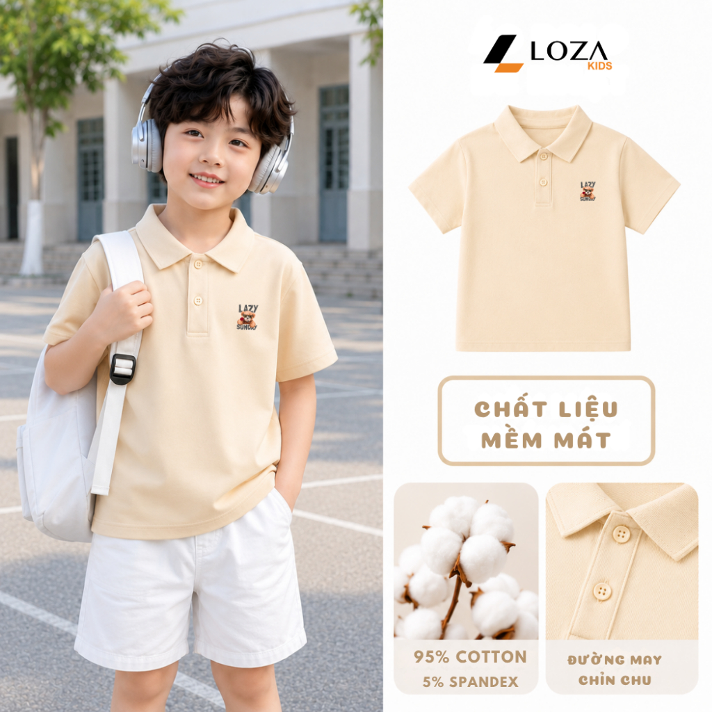 Áo polo bé trai hình Gấu LAZY - Loza Kids PL3645_thumbnail_7
