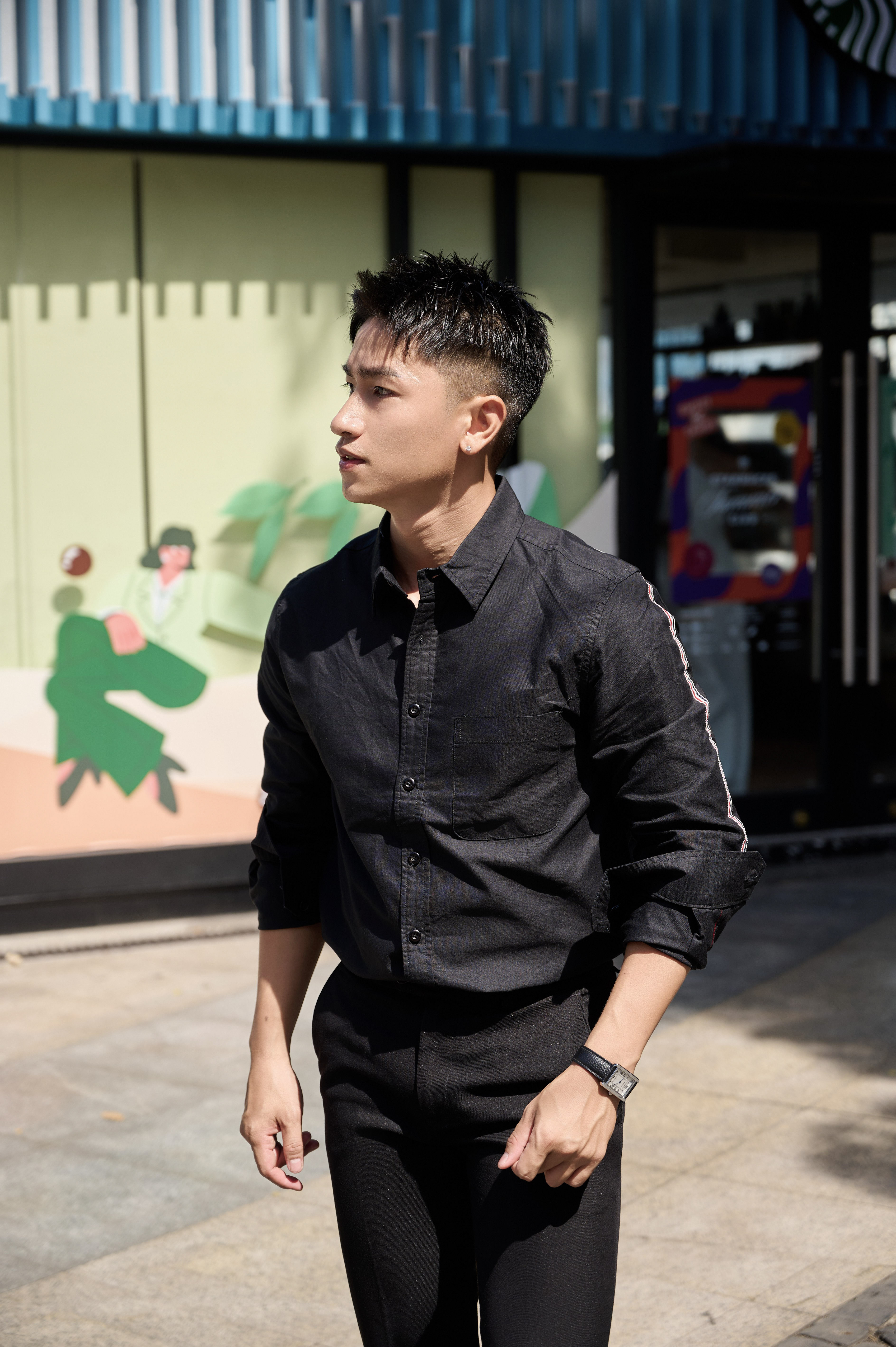 SA85 - Áo sơ mi nam dài tay phong cách Nhật Bản, dáng rộng thoải mái, chất cotton mềm mại, có túi ngực và chi tiết sọc tay_thumbnail_6