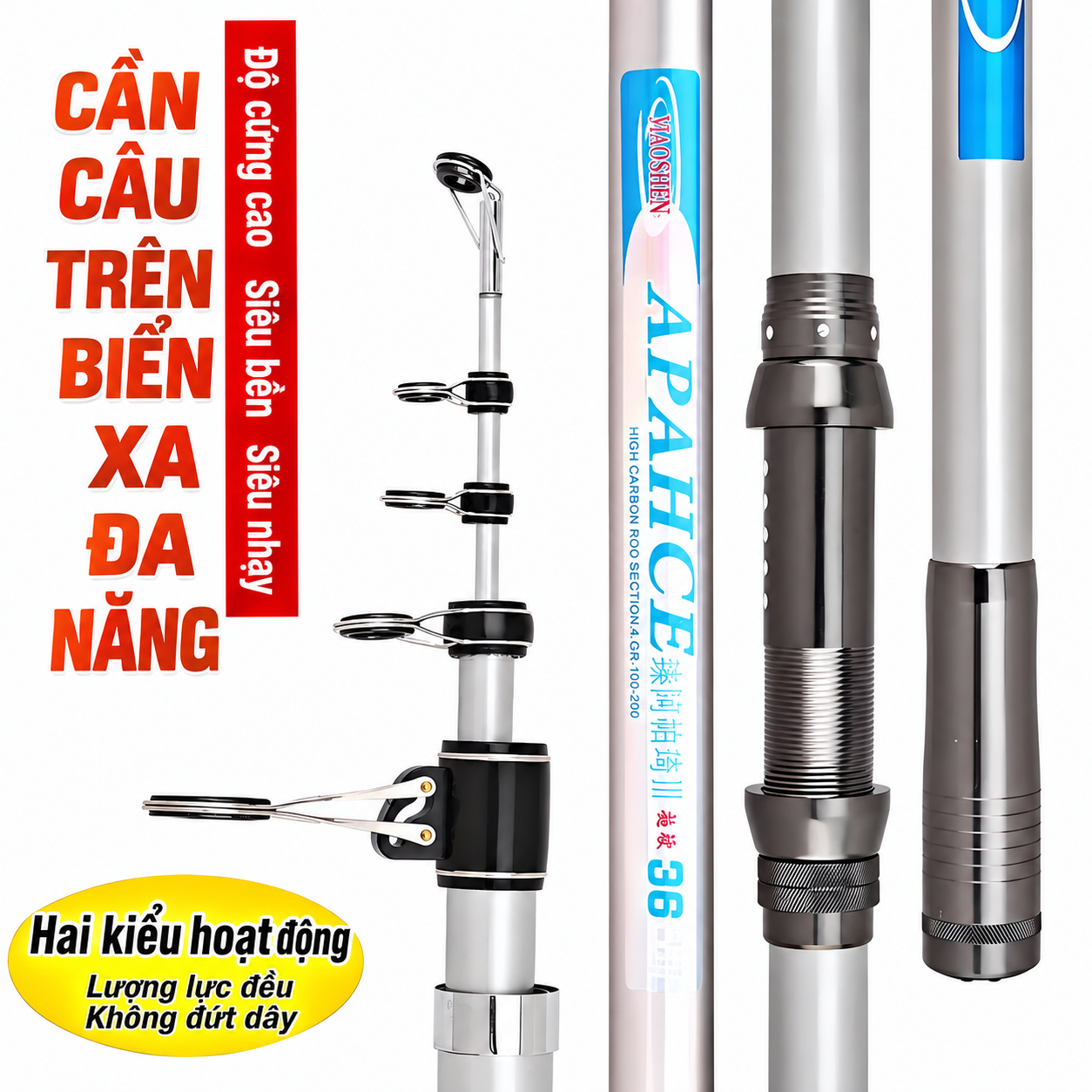 Cần câu ISO Surf Leader APAHCE CARBON Cao Cấp