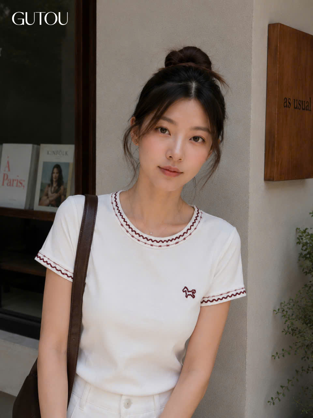 [ GUTOU ] Áo Thun Slim Fit Viền Nổi Phối Họa Tiết_thumbnail_8