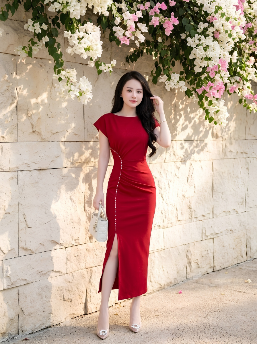 G61 - Đầm Body Xếp Li Đính Ngọc Cao Cấp_thumbnail_10