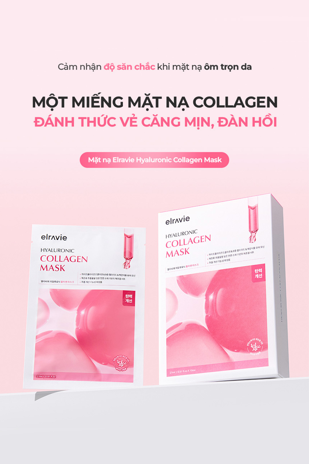 Mặt nạ chống lão hóa, tăng đàn hồi, giúp da săn chắc Elravie Hyaluronic Collagen Mask_thumbnail_0
