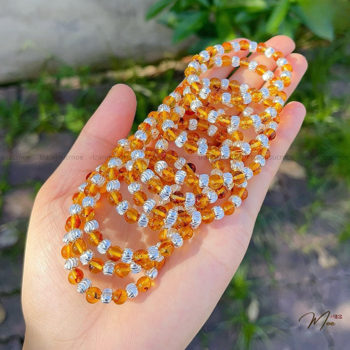 B74 - Vòng hổ phách mix charm bạc cho bé (nhiều mã)_thumbnail_2