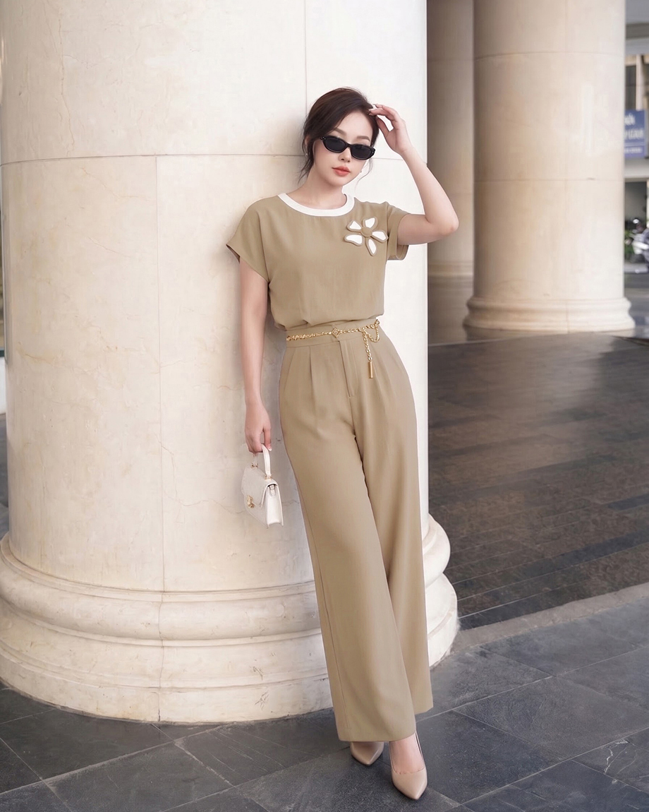Bộ quần suông 26511 nâu