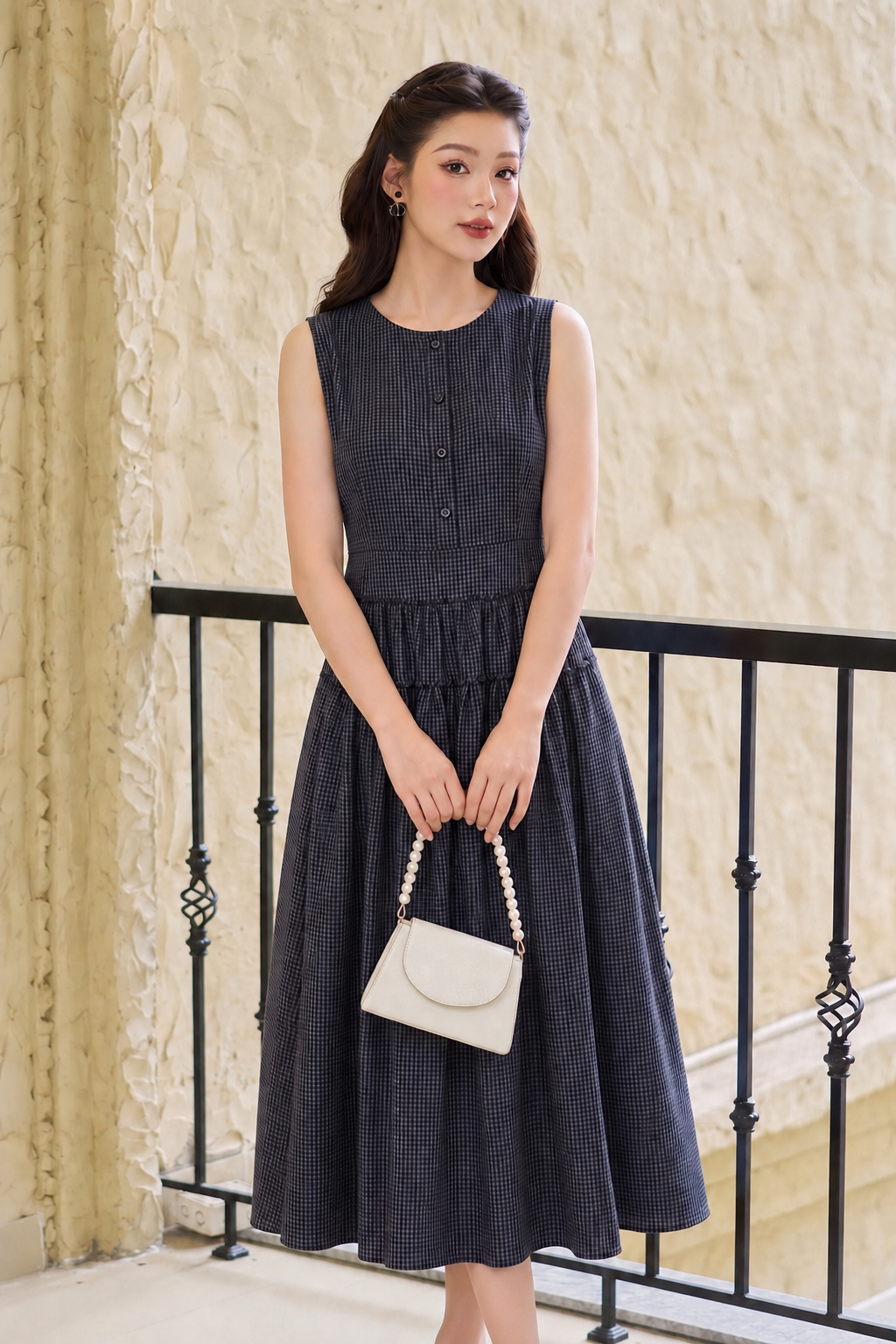 LV024 - VÁY KẺ XANH THAN