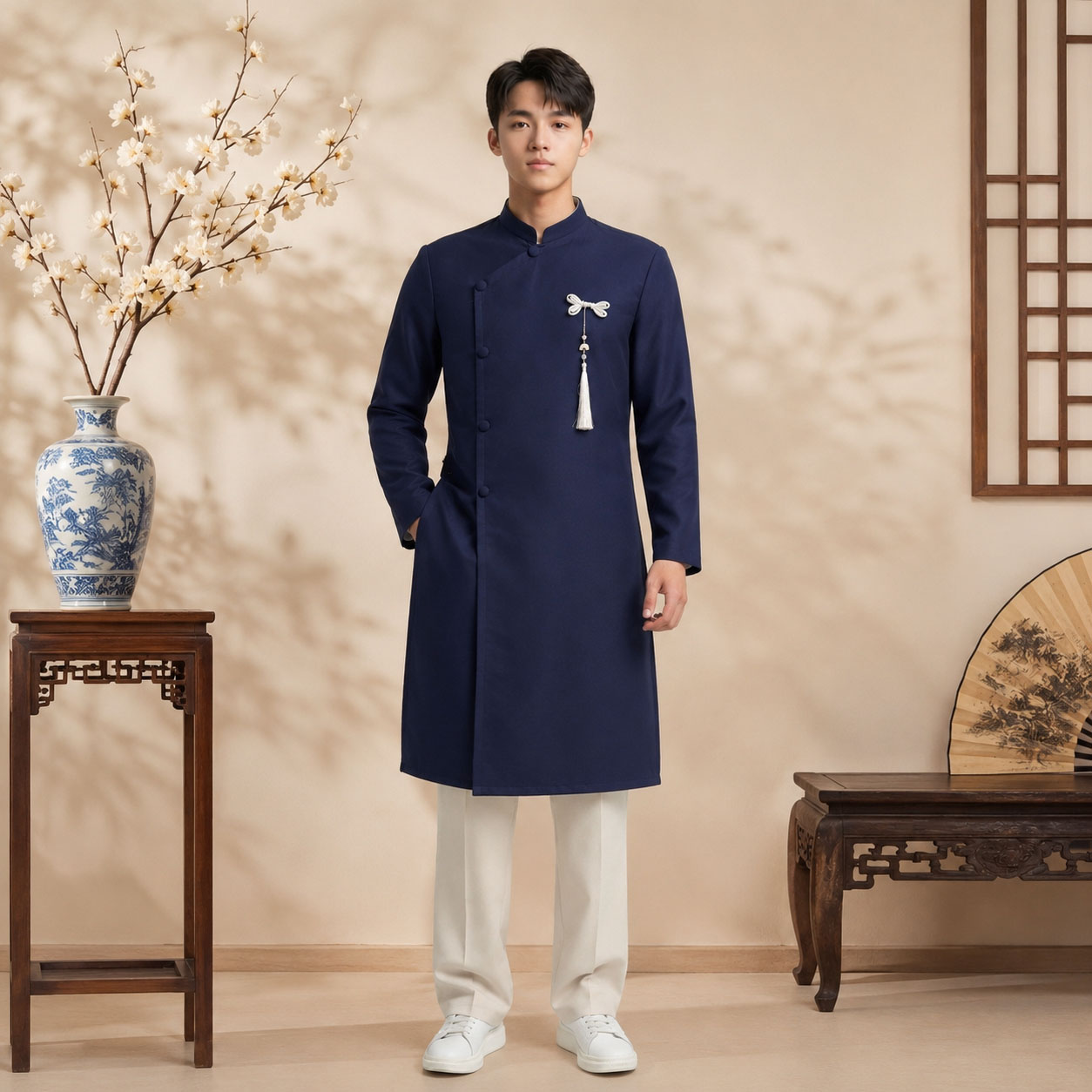 Áo Dài Nam Taffeta Trơn Sang Trọng Dự Tiệc, Cưới Hỏi NA26-18