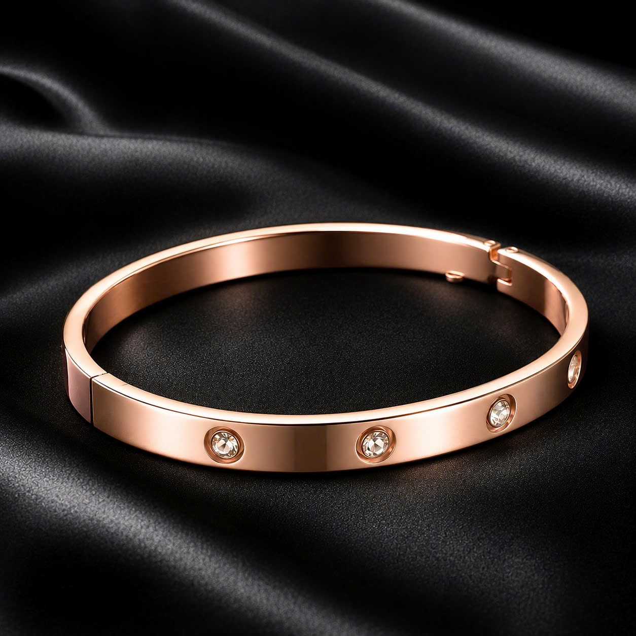 Vòng tay titan cuff full kim cương vàng hồng 5mm_thumbnail_2