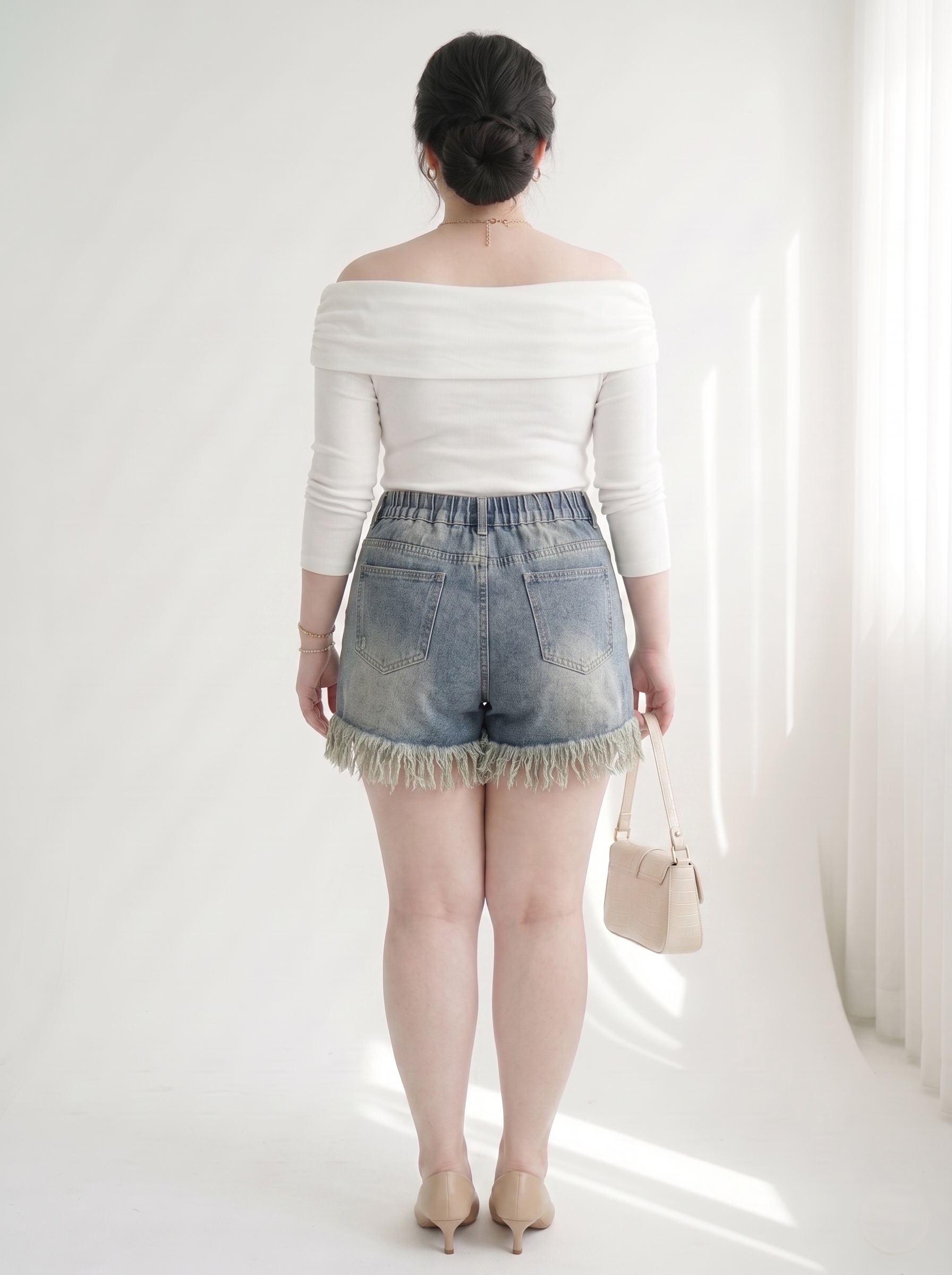 Quần Short Jean Lưng Thun Ép Đá Bigsize 4 Nút Ống Rộng - Đen Xám, Xanh Nhạt - Vừa 55–90kg - T-QSJ1330_thumbnail_1