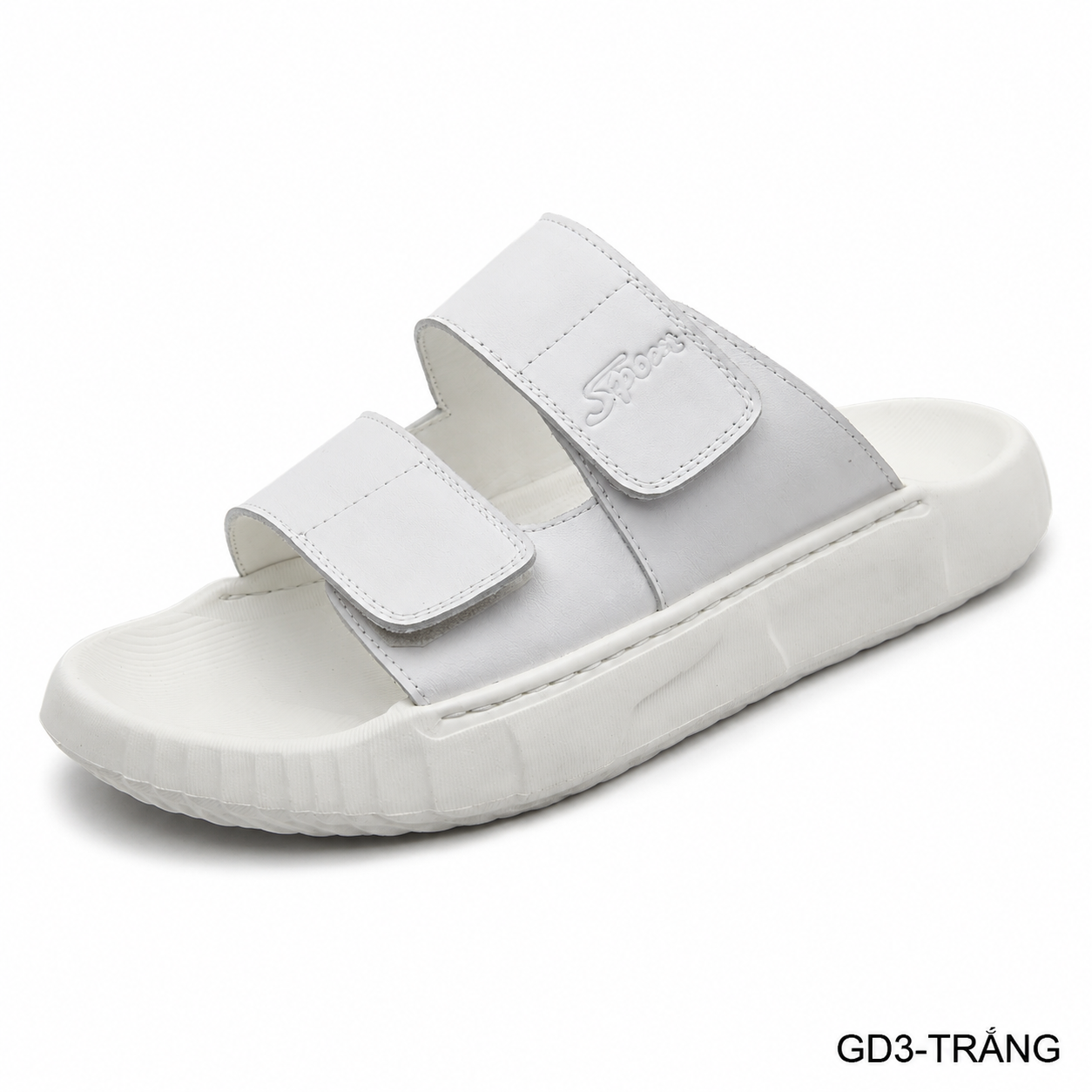 GD3 - Dép nam thời trang da bò thiết kế thể thao, đế cao su êm ái, màu Trắng Đen_thumbnail_5