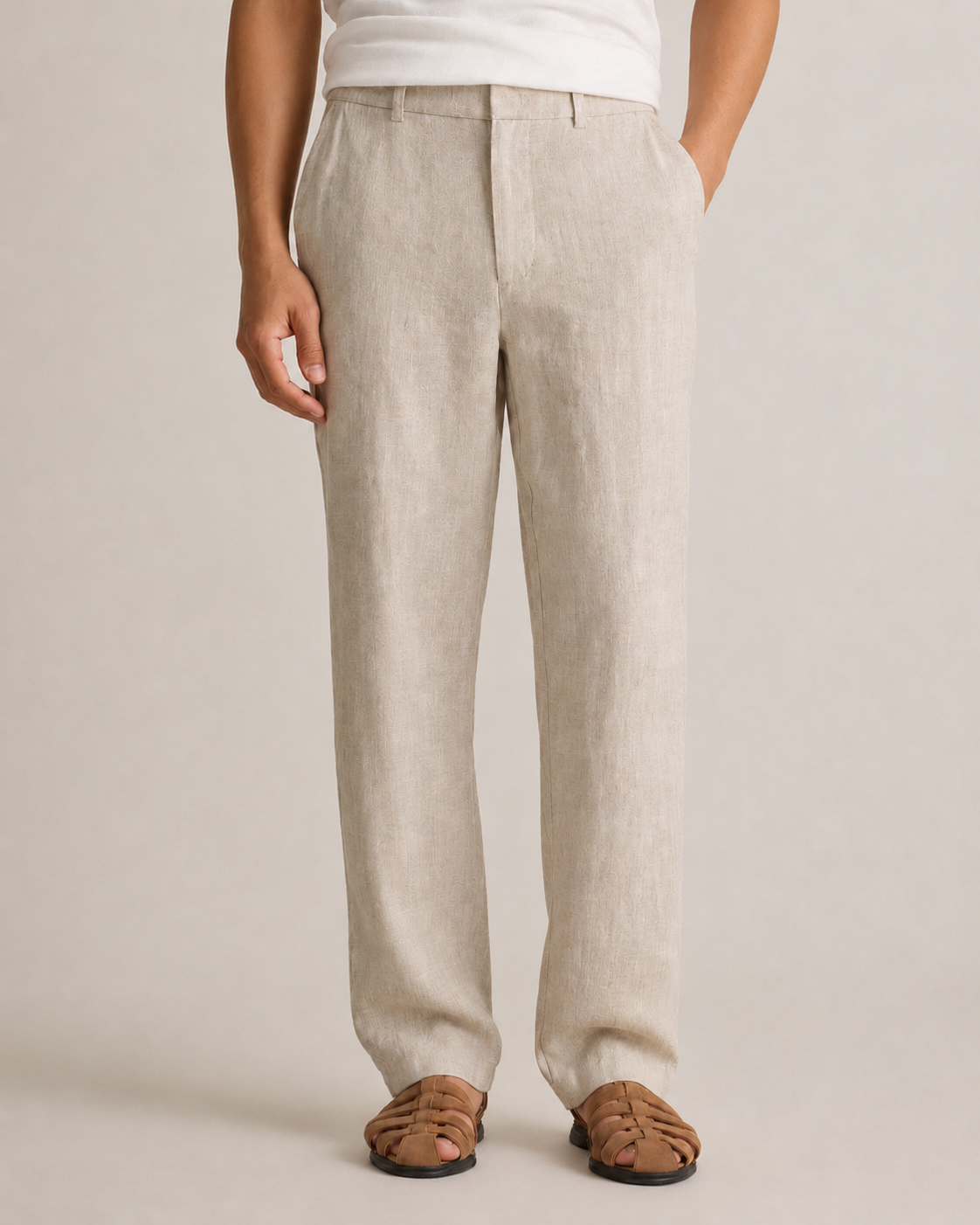 100% PREMIUM LINEN - QUẦN TÂY ỐNG ĐỨNG 20cm - 1/2 Lưng Thun_thumbnail_5