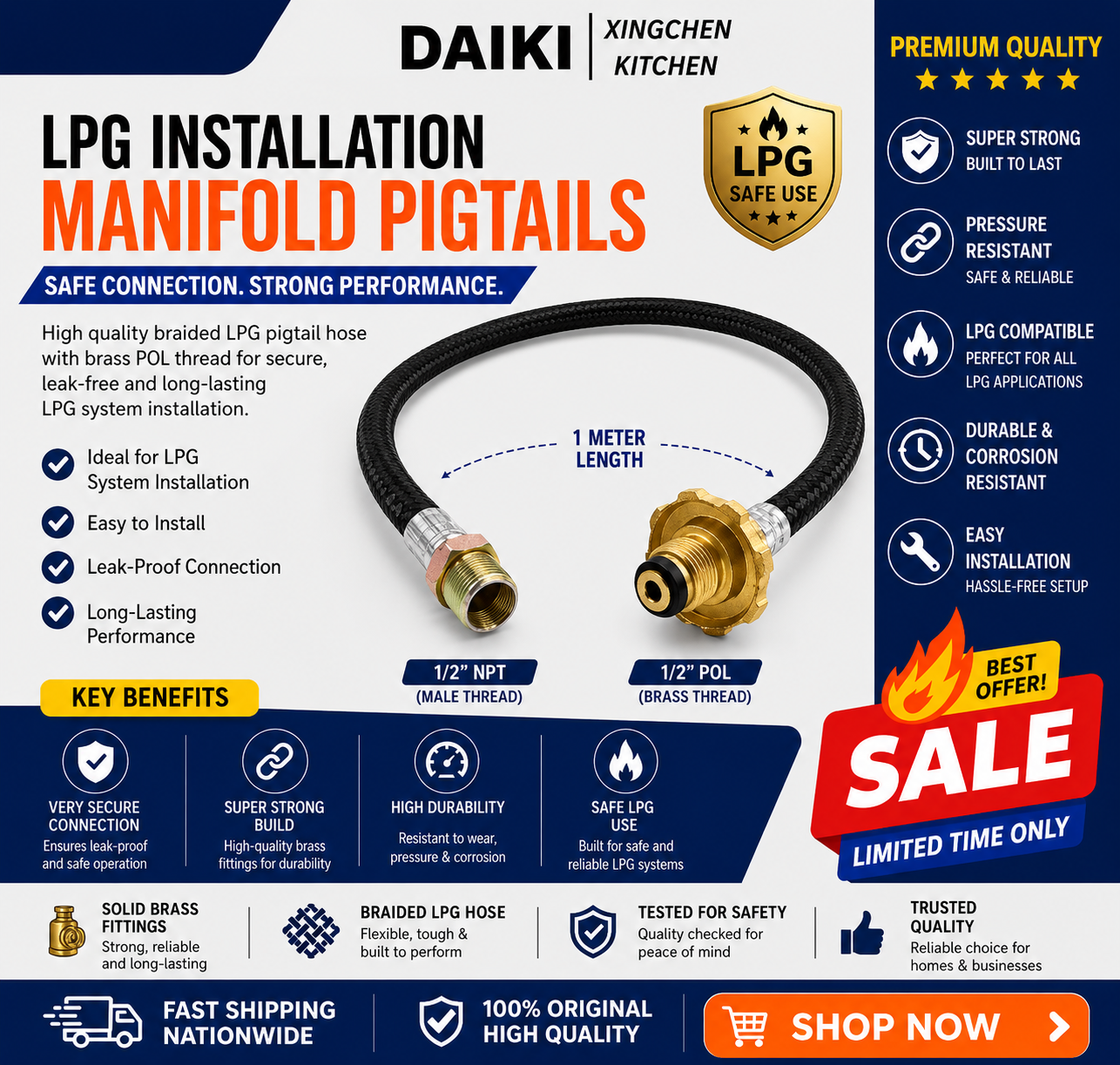 Pigtail LPG Manifold Hose for LPG installation