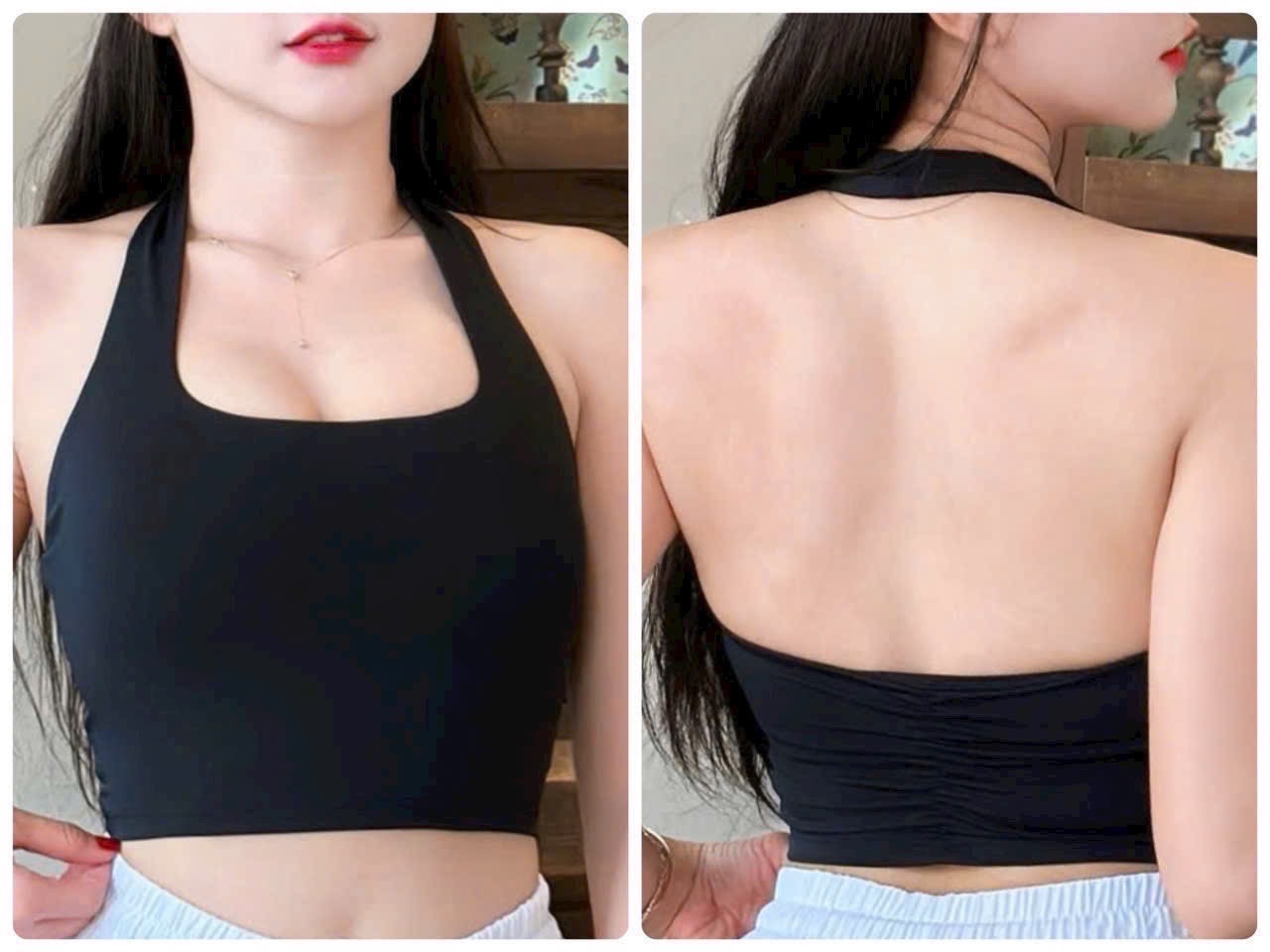 Áo Bra Yếm Nhún Lưng Nâng Ngực Không Gọng Chất Thun Lạnh Co Giãn Sẵn Mút