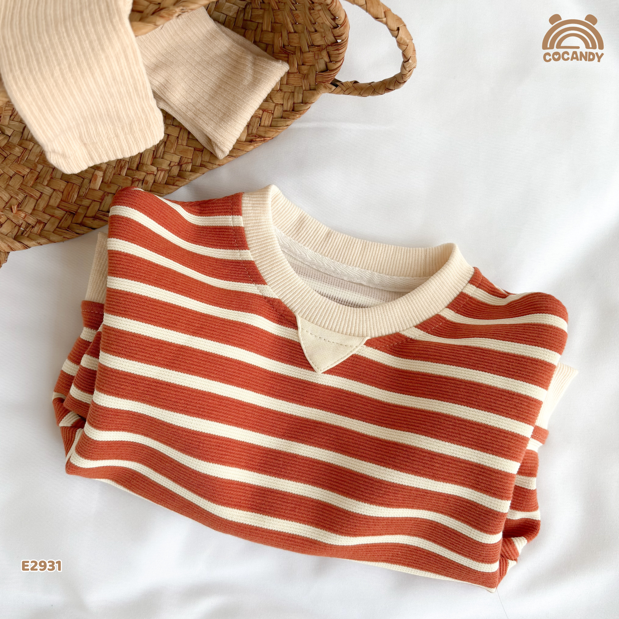 Áo dài nỉ kẻ CAM BE form sweater_thumbnail_5