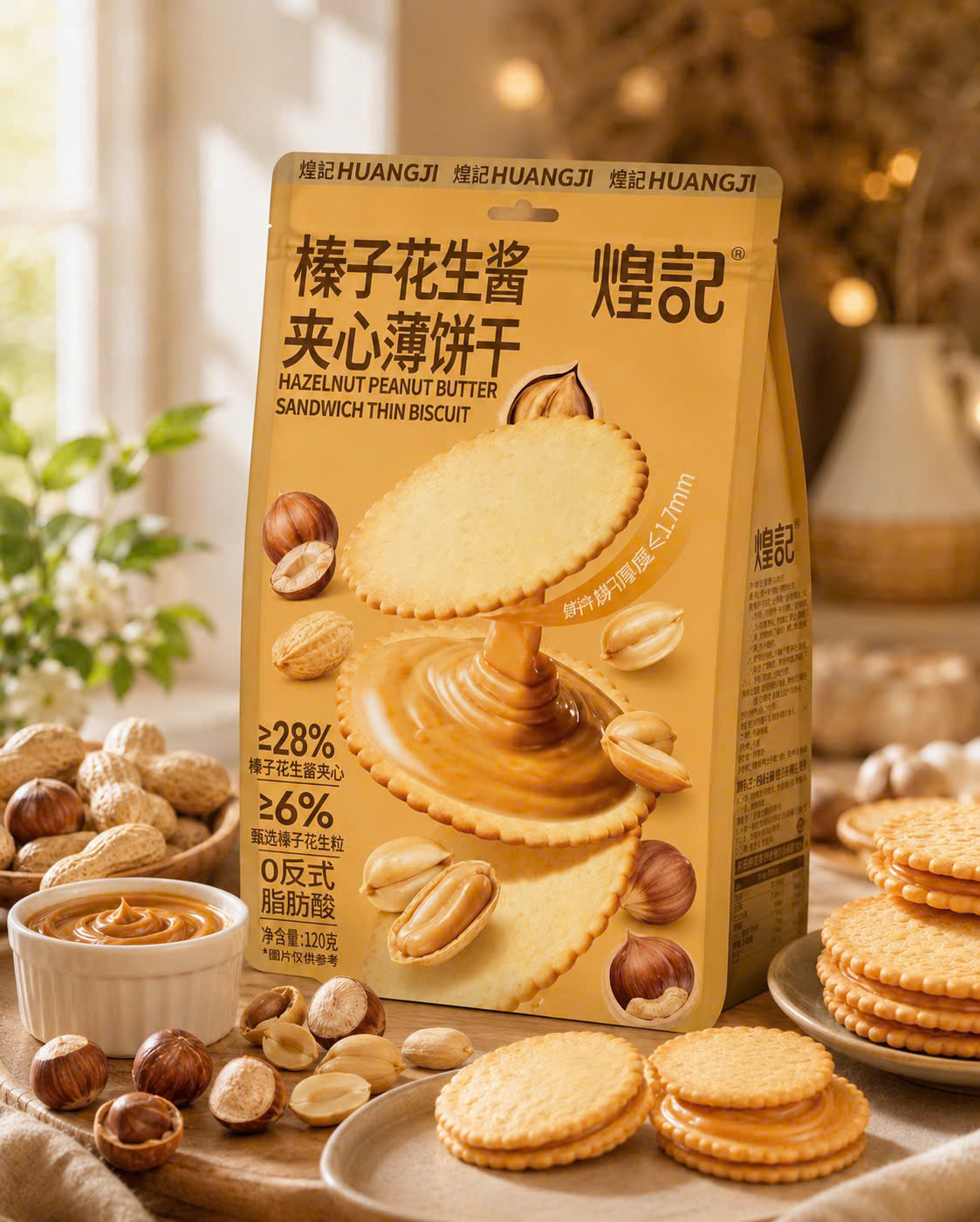 SET 2 BÁNH QUY GIÒN NHÂN KEM HẠT PHỈ, ĐẬU PHỘNG THƠM GIÒN