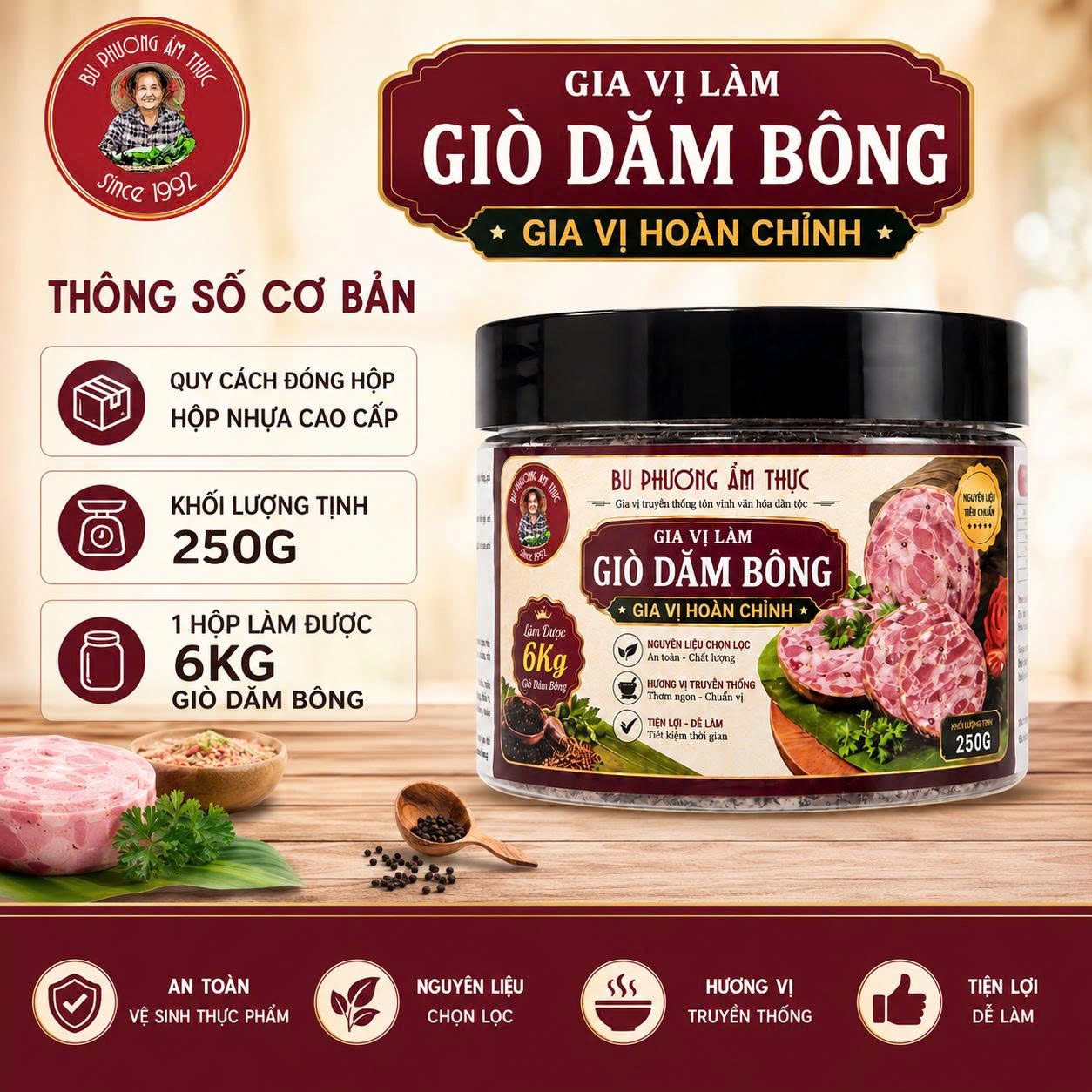 Gia Vị Làm Giò Dăm Bông Bu Phương 250G – Dùng Cho 6KG Giò - BP54_thumbnail_4
