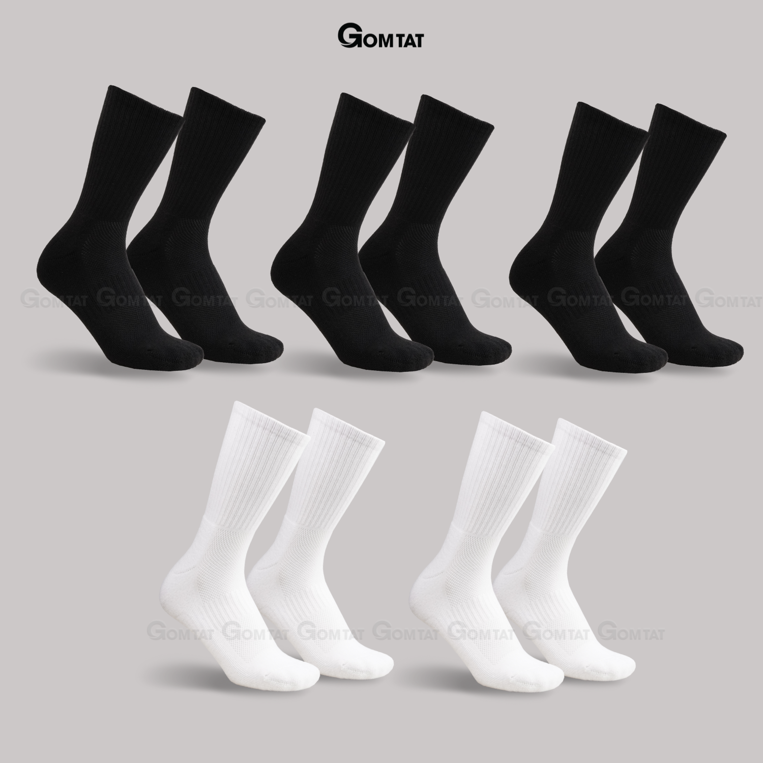 Combo tất cổ cao, cổ trung nam nữ GOMTAT, chất liệu cotton đệm xù êm chân - TATXU-TRON_thumbnail_15