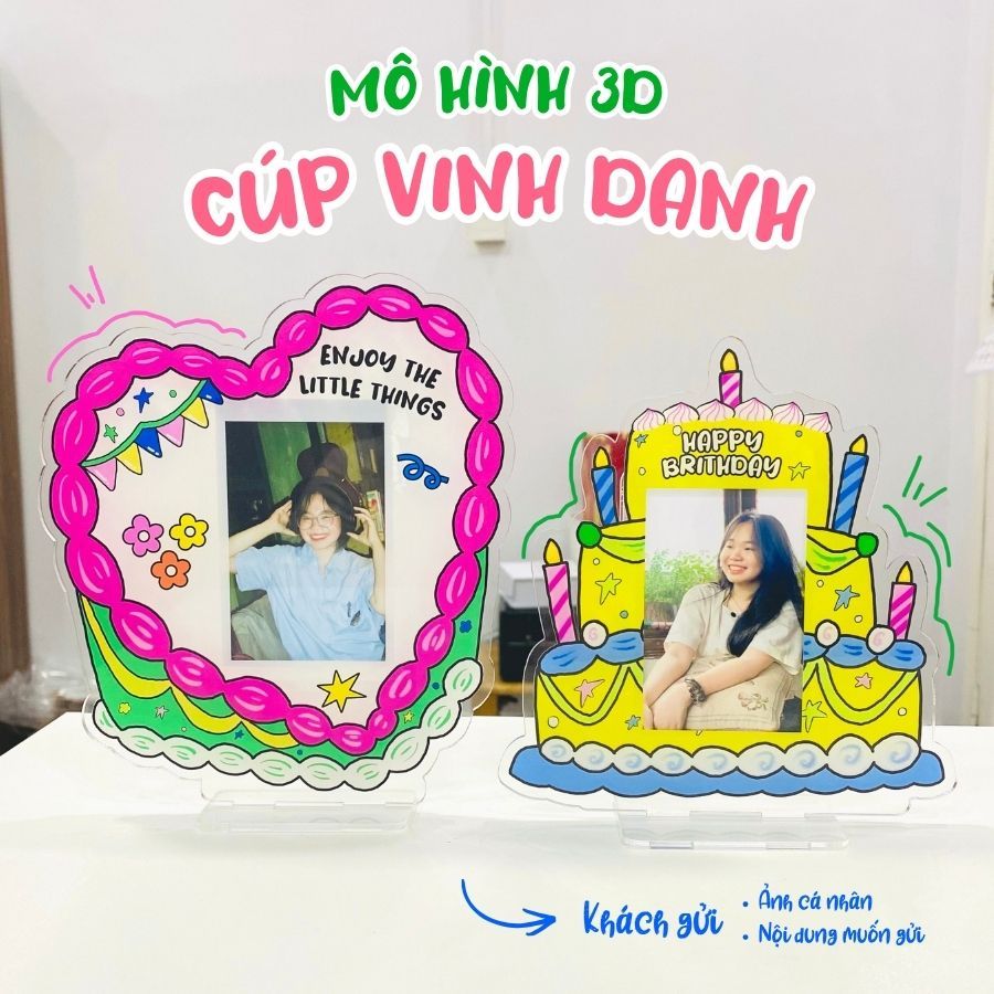 Cúp SINH NHẬT mica đựng ảnh 6x9, thẻ card, quà tặng SINH NHẬT, tình yêu trang trí bàn học, kỷ niệm_thumbnail_1