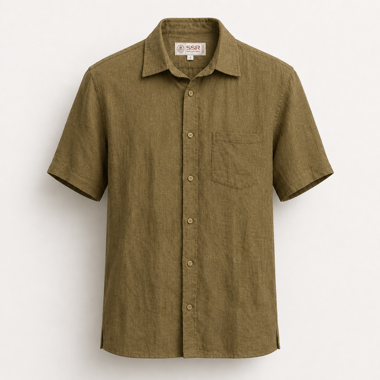 100% PREMIUM LINEN - SƠ MI NGẮN TAY CỔ ĐỨC - Vạt Ngang Túi Ngực_thumbnail_5