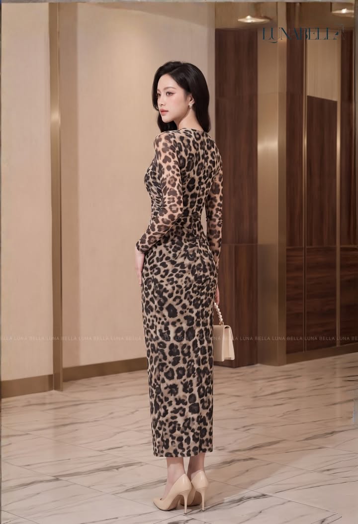 Váy dài body thun spandex KIRA hoạ tiết DA BEO