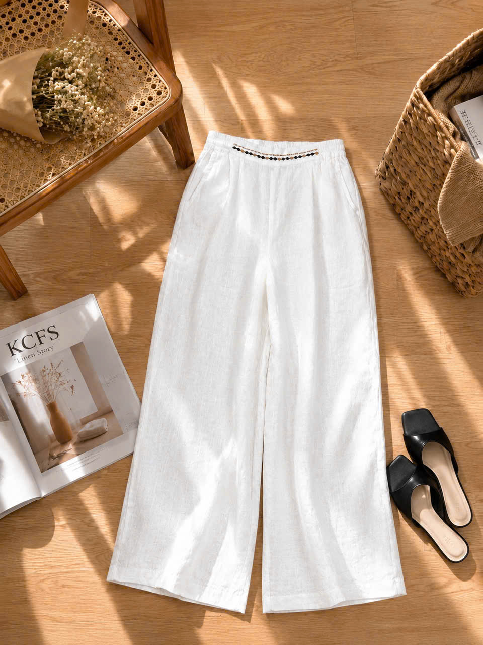 Quần linen tưng lưng thun thêu_thumbnail_5