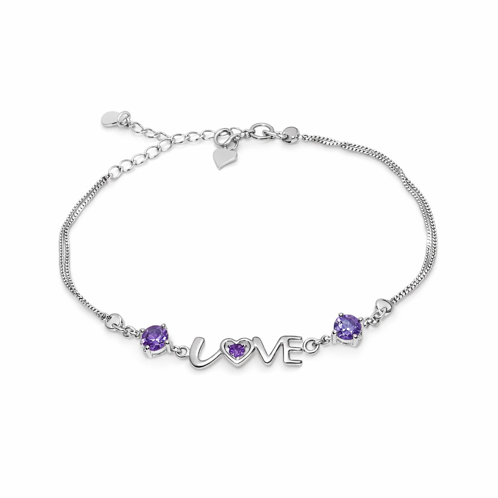 Vòng Tay Bạc Nữ Đính Đá Mẫu Chữ Love Cá Tính S925 VDS026 Tím_thumbnail_4