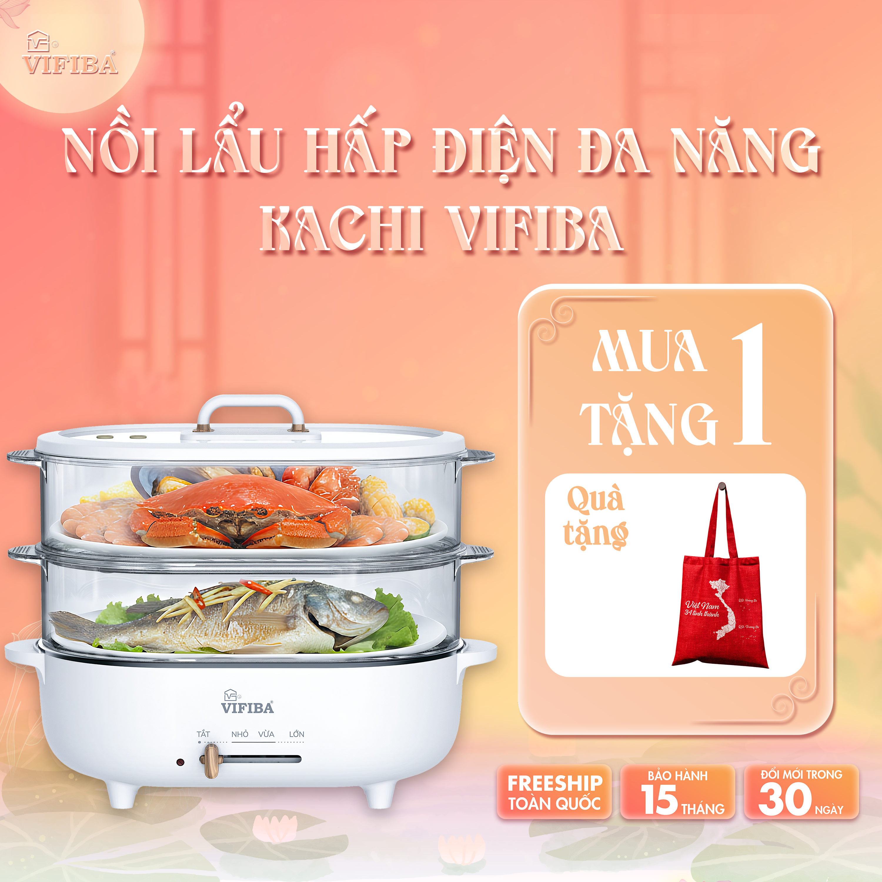 Nồi Lẩu Hấp Điện Kachi Vifiba 
