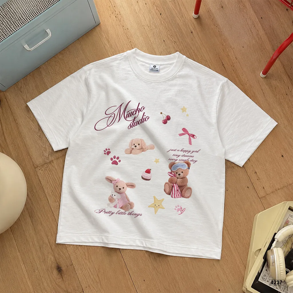 Áo thun nữ form boxy chất vải xước Teddy đáng yêu Miucho 4237_thumbnail_7