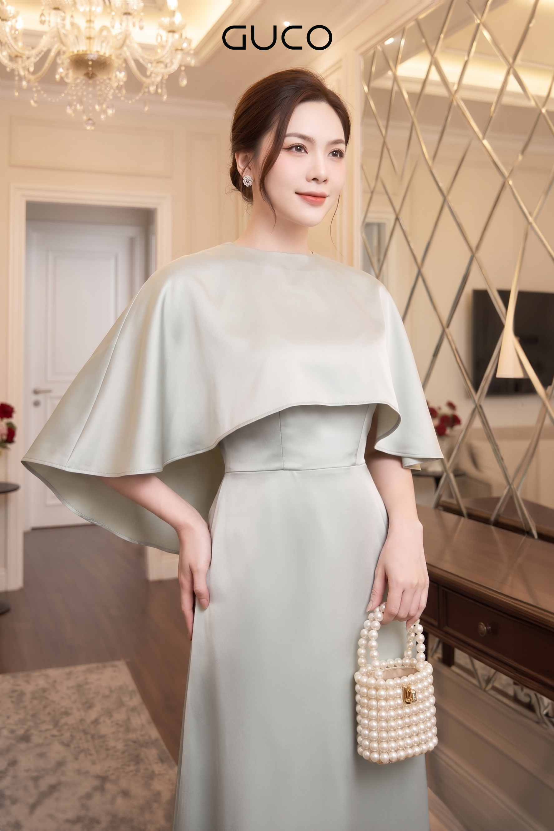 Đầm Dự Tiệc Xanh Phối Áo Choàng_thumbnail_1