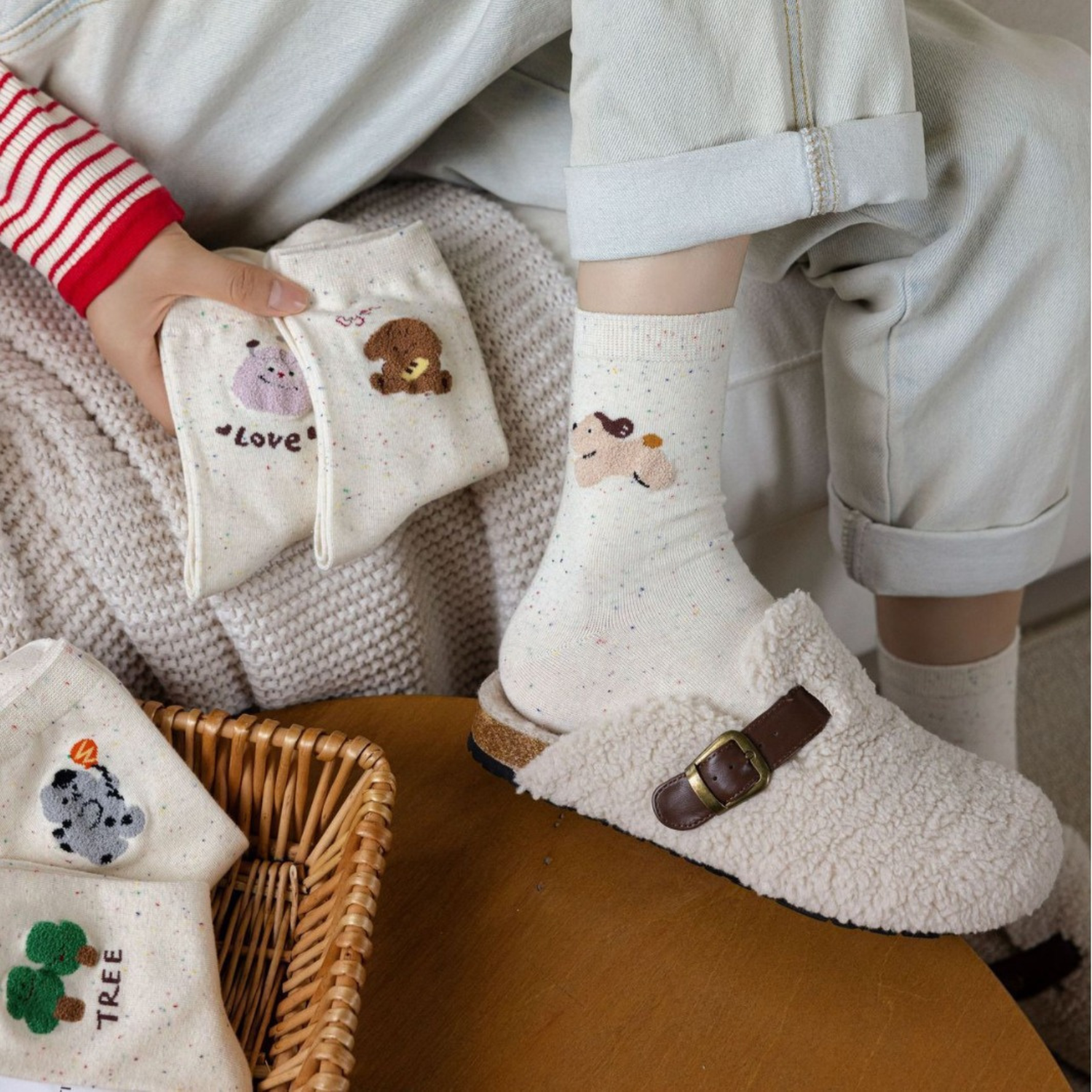 Set 5 đôi tất cao cổ nữ họa tiết cây thú GOMTAT, vớ chân phong cách Hàn Quốc cute, chất cotton mềm mịn – JIN-2518-CB5_thumbnail_4