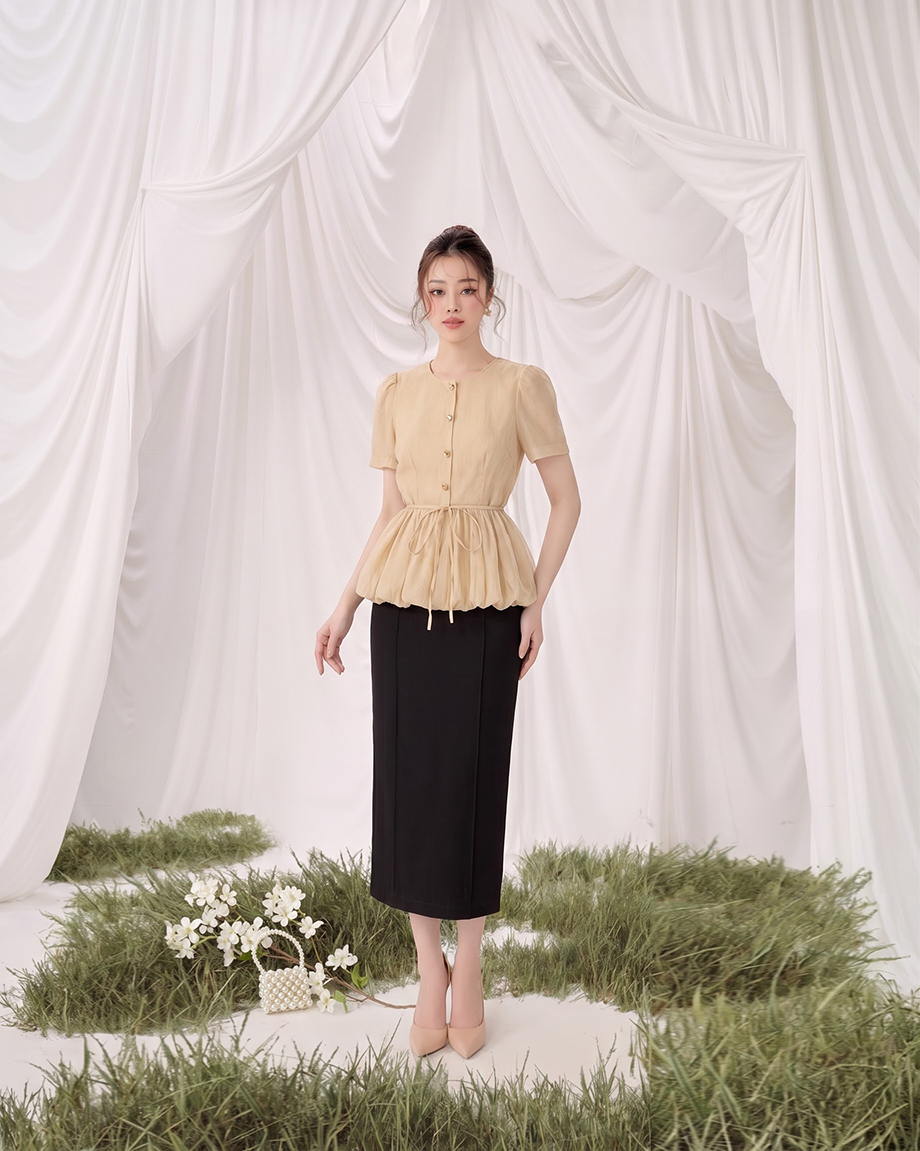 Áo sơ mi tơ peplum 26124