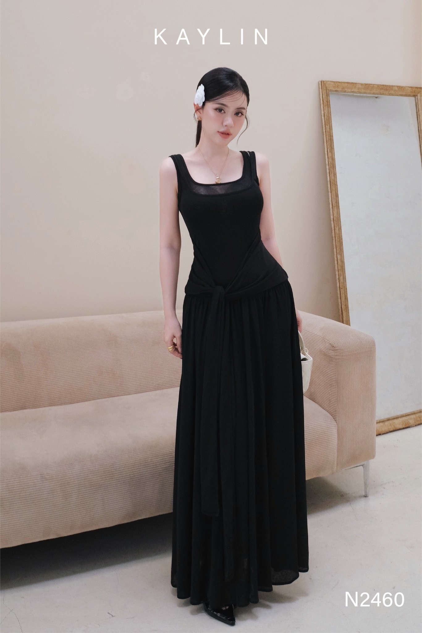 Đầm Maxi KAYLIN Cột Nơ Eo