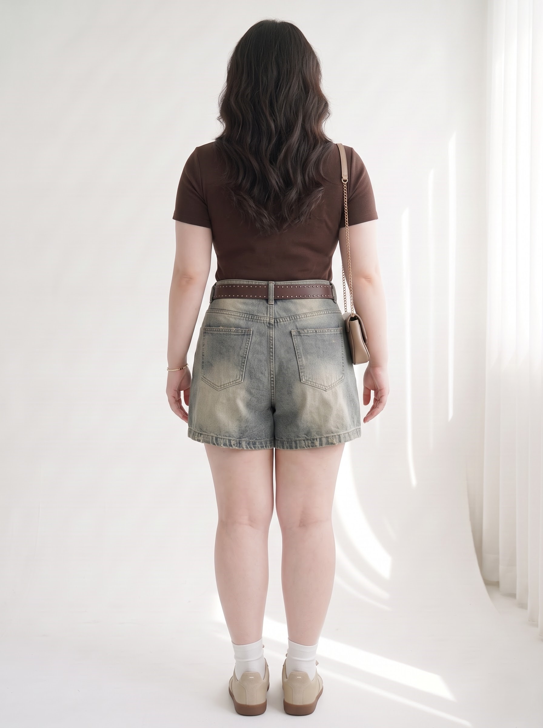 Quần Short Jean Lửng Lưng Thun Sau Bigsize Phối Viền Wash Rách - Đen, Xanh Nhạt - Vừa 55–90kg - T-QSJ73_thumbnail_1