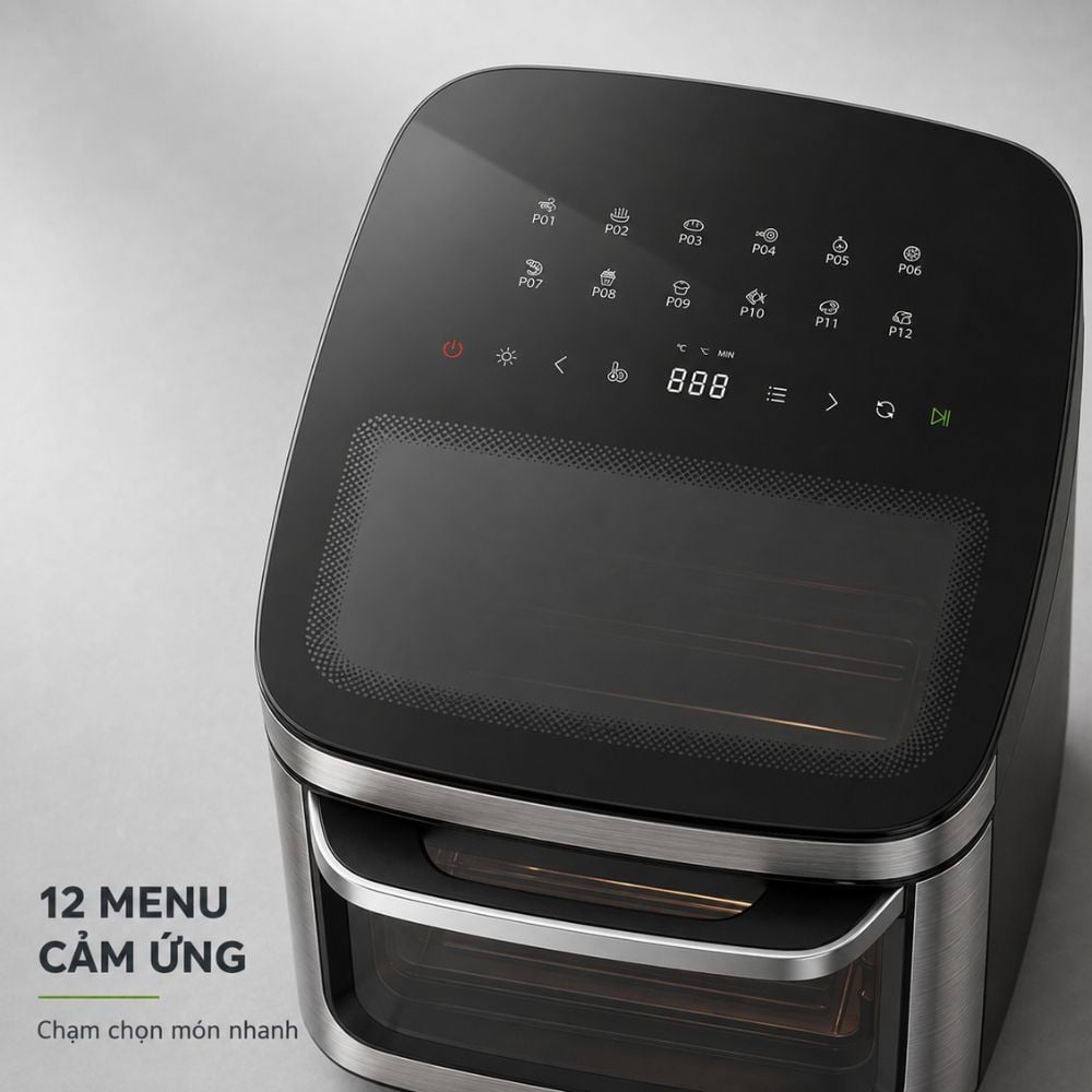 Nồi chiên không dầu Mishio MK474 12L - Cảm ứng, cửa kính quan sát_thumbnail_7