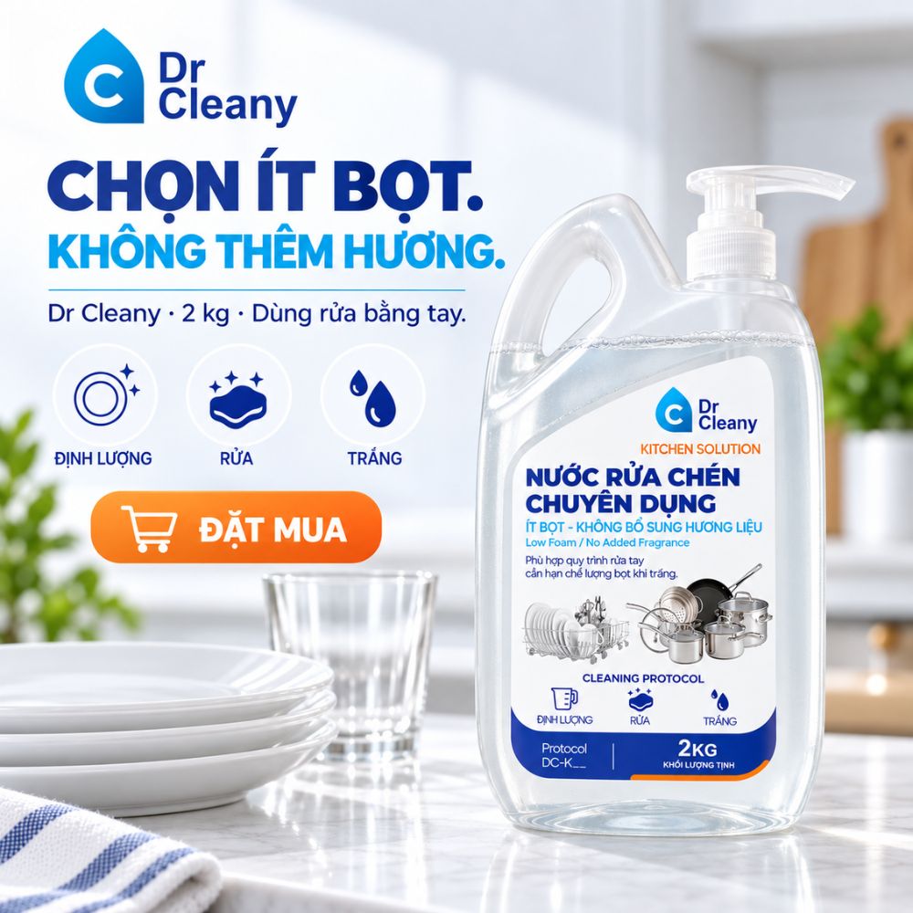 Nước rửa chén Dr Cleany 2kg – Ít bọt, không mùi, không hương liệu_thumbnail_2