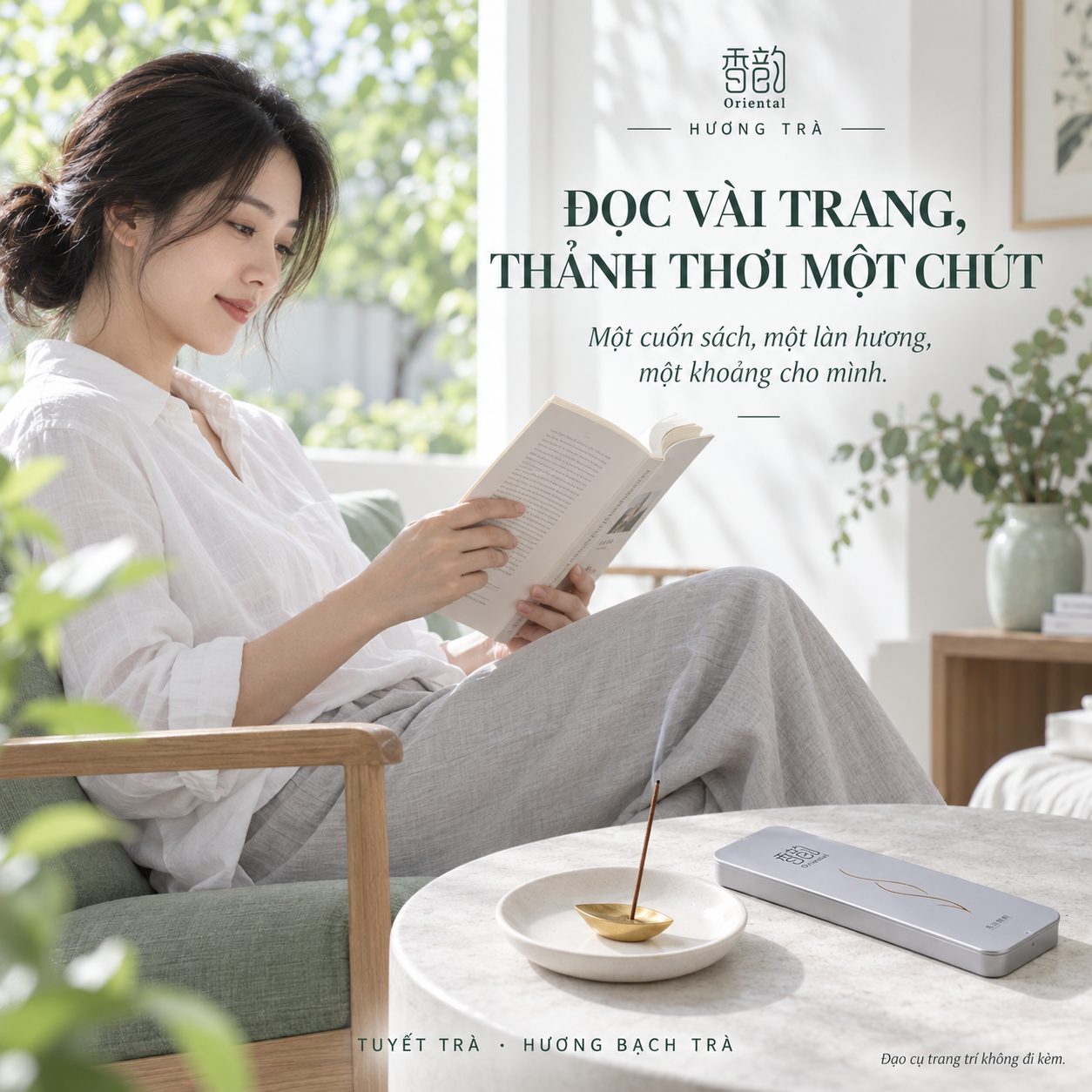 Tuyết Trà - Nhang thơm không tăm Oriental hương Bạch Trà, 30 que, tặng đế cắm_thumbnail_3