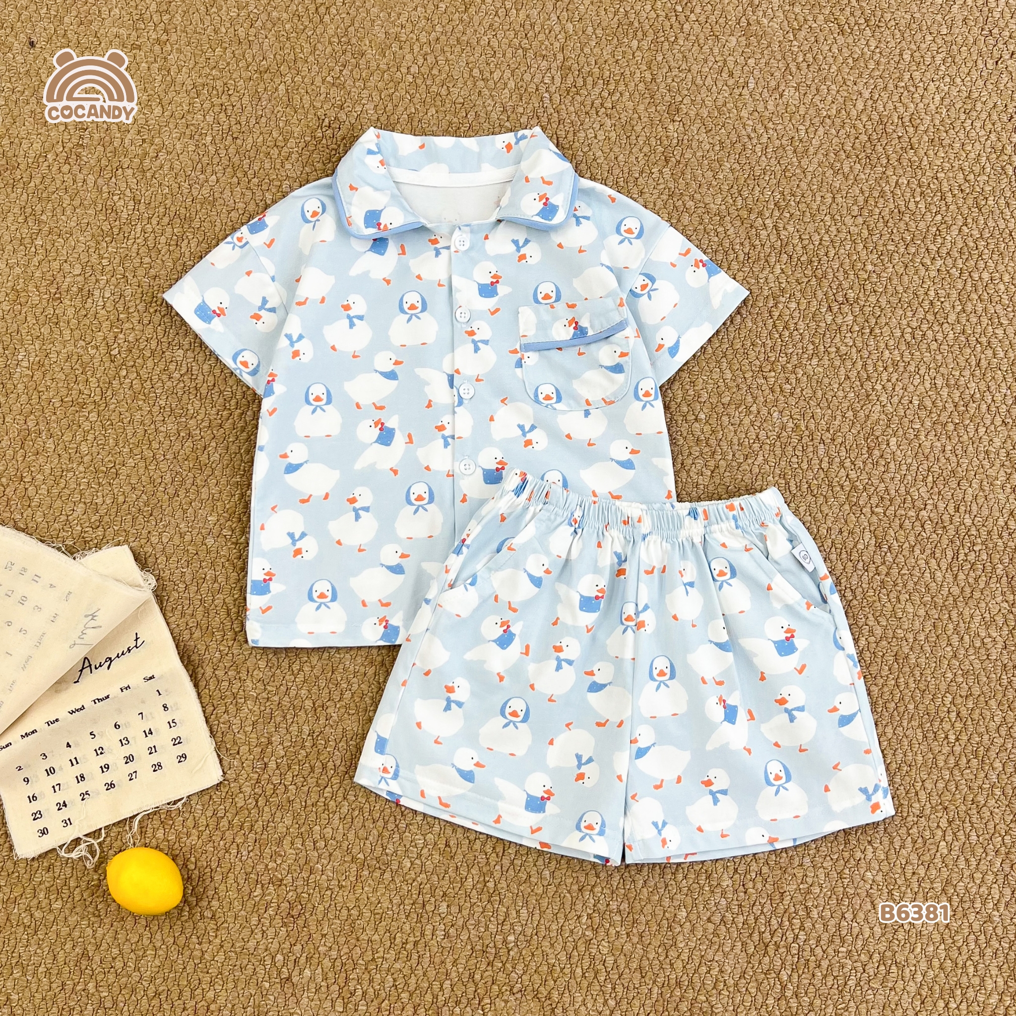 Bộ cộc pijama XANH họa tiết vịt quàng khăn_thumbnail_2
